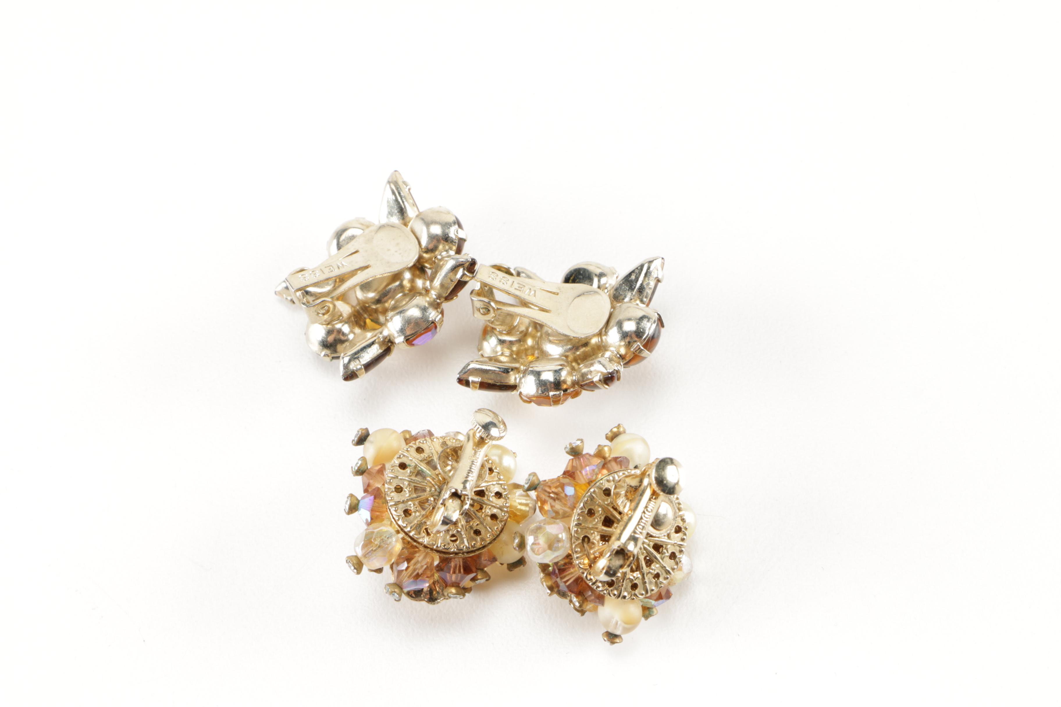 Costume Earrings Including Weiss and Vendome