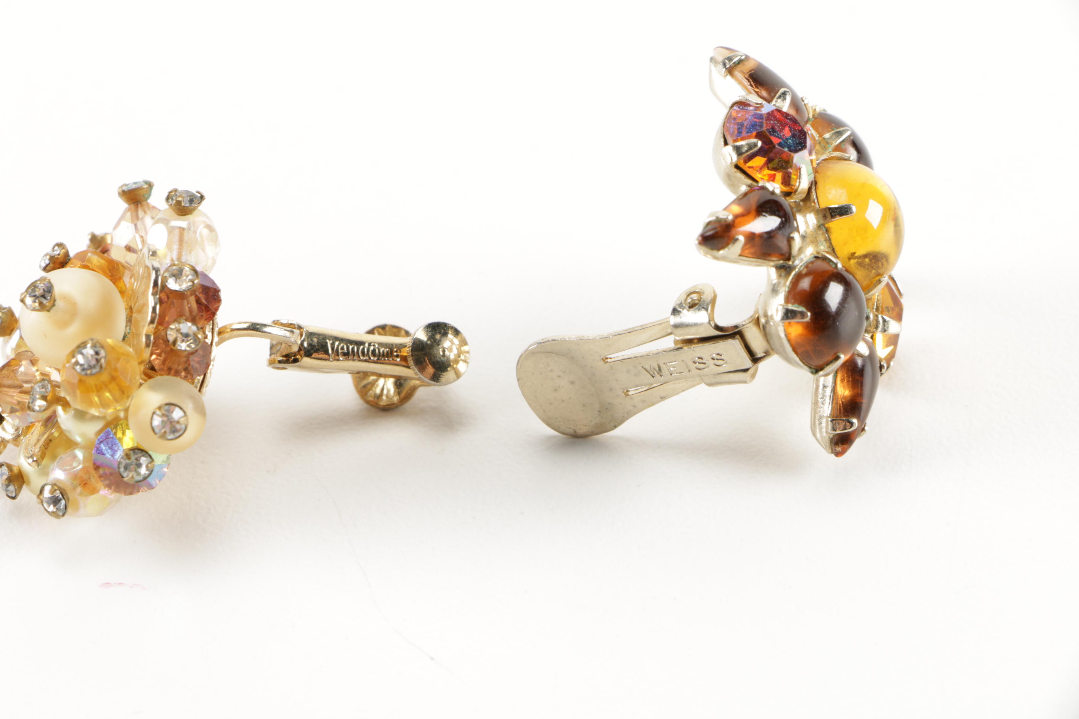 Costume Earrings Including Weiss and Vendome