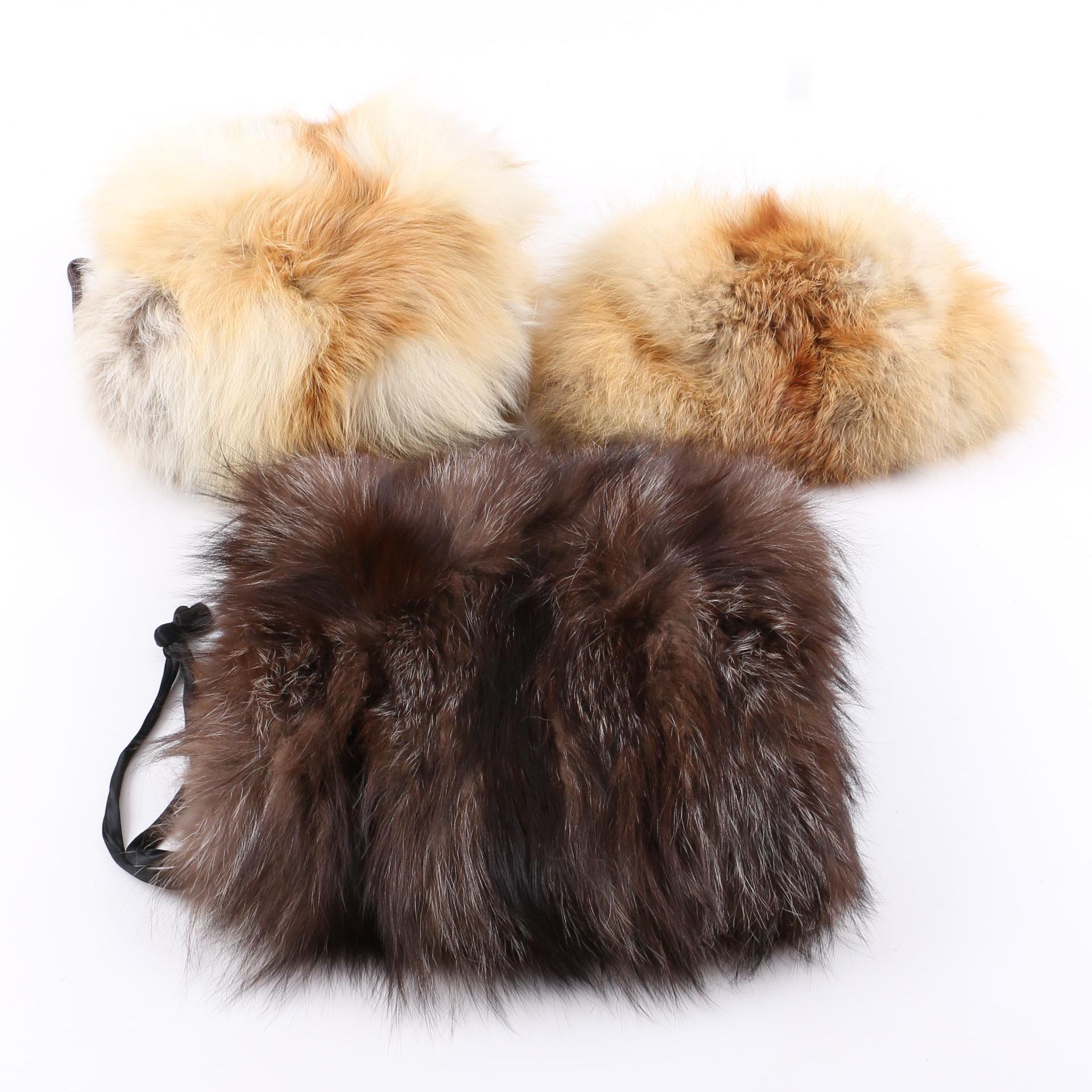 Fur Hat and Muffs Including Fox and Racoon