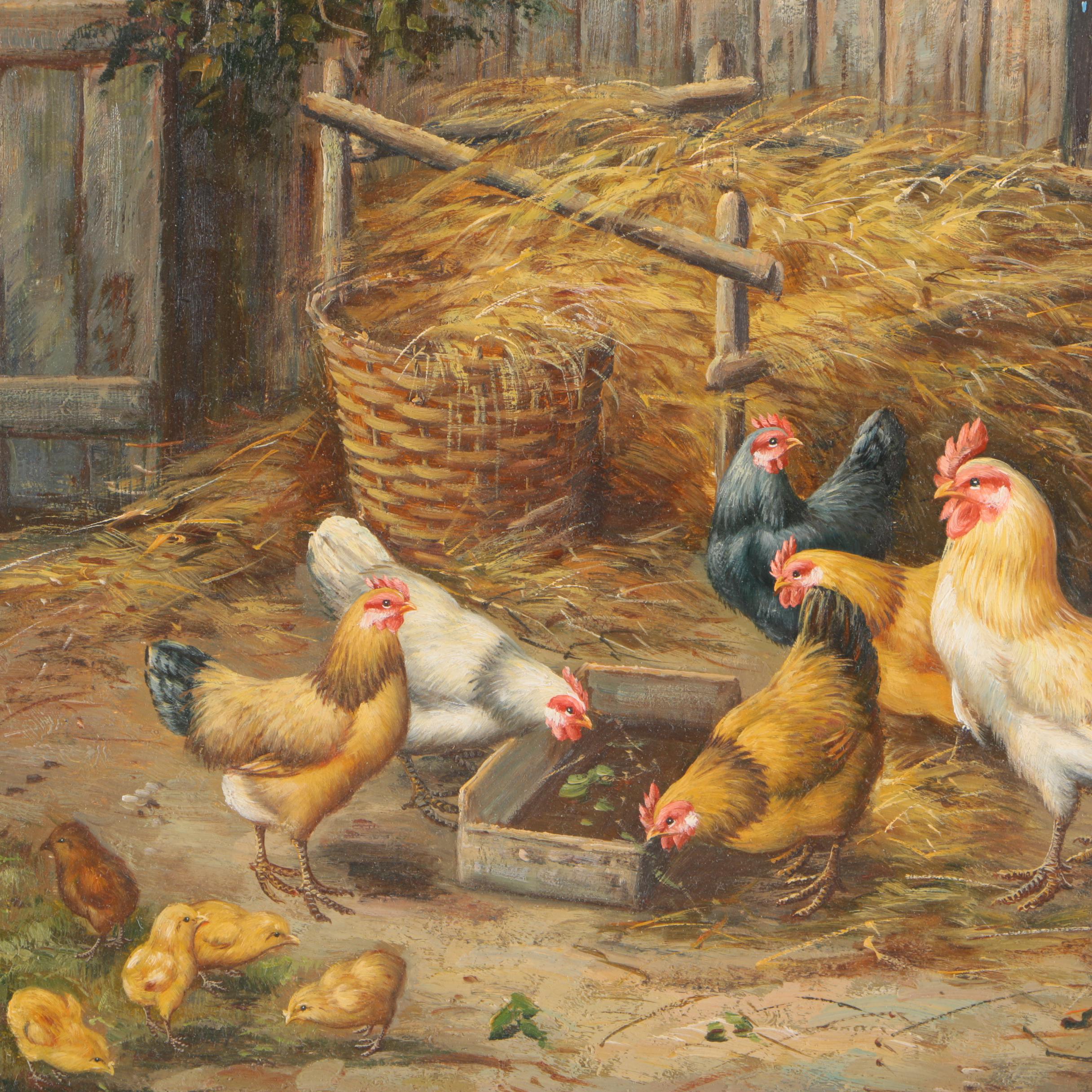 C.Shayer Original Oil Painting "Chickens"