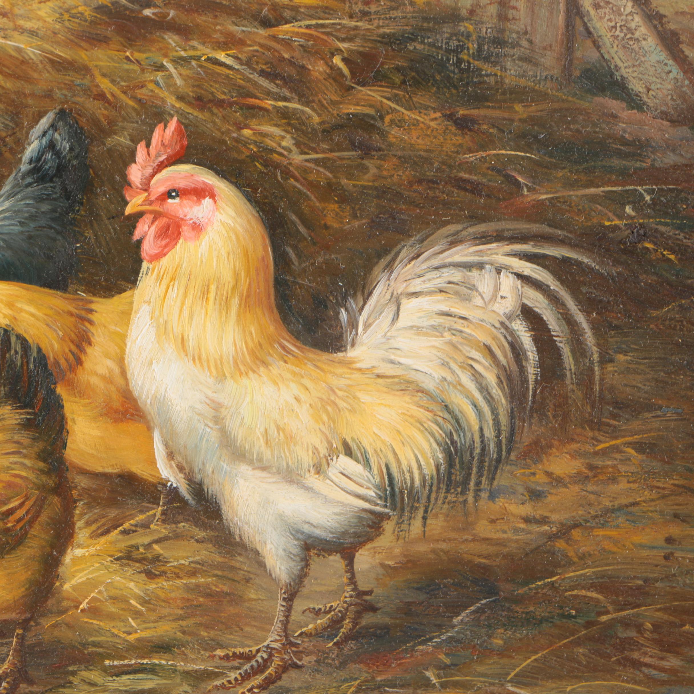 C.Shayer Original Oil Painting "Chickens"