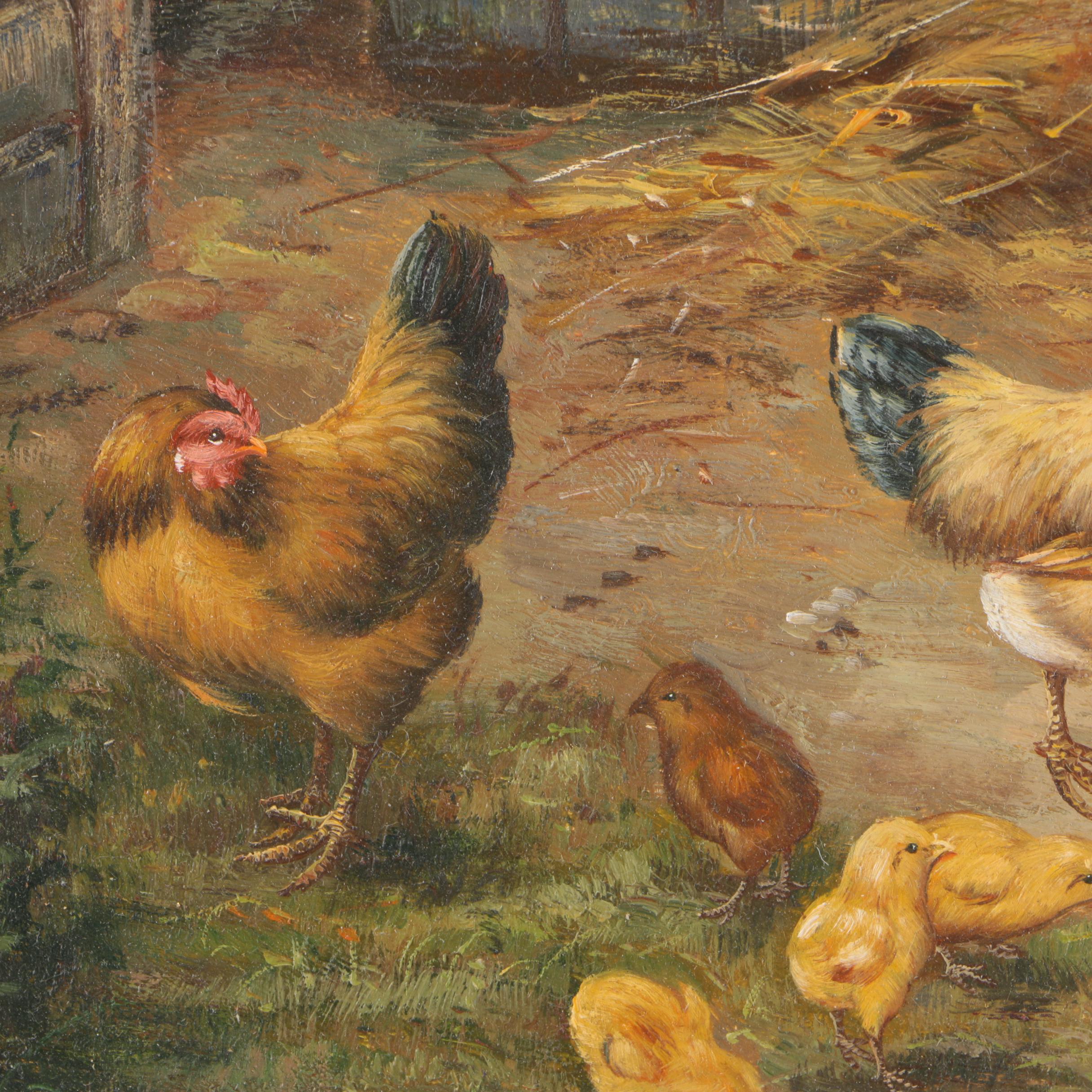 C.Shayer Original Oil Painting "Chickens"