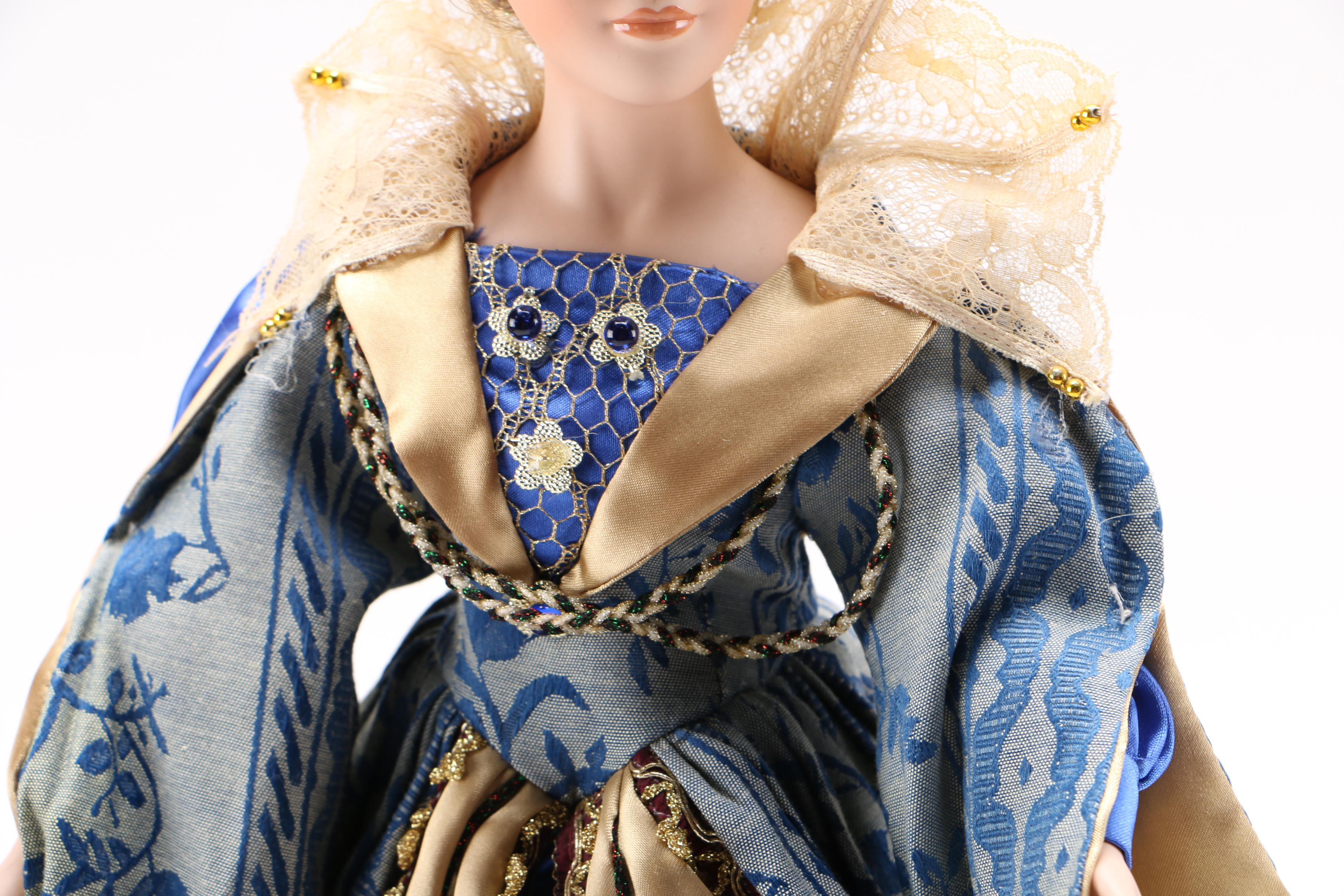 Porcelain Doll in Royal Blue Gown