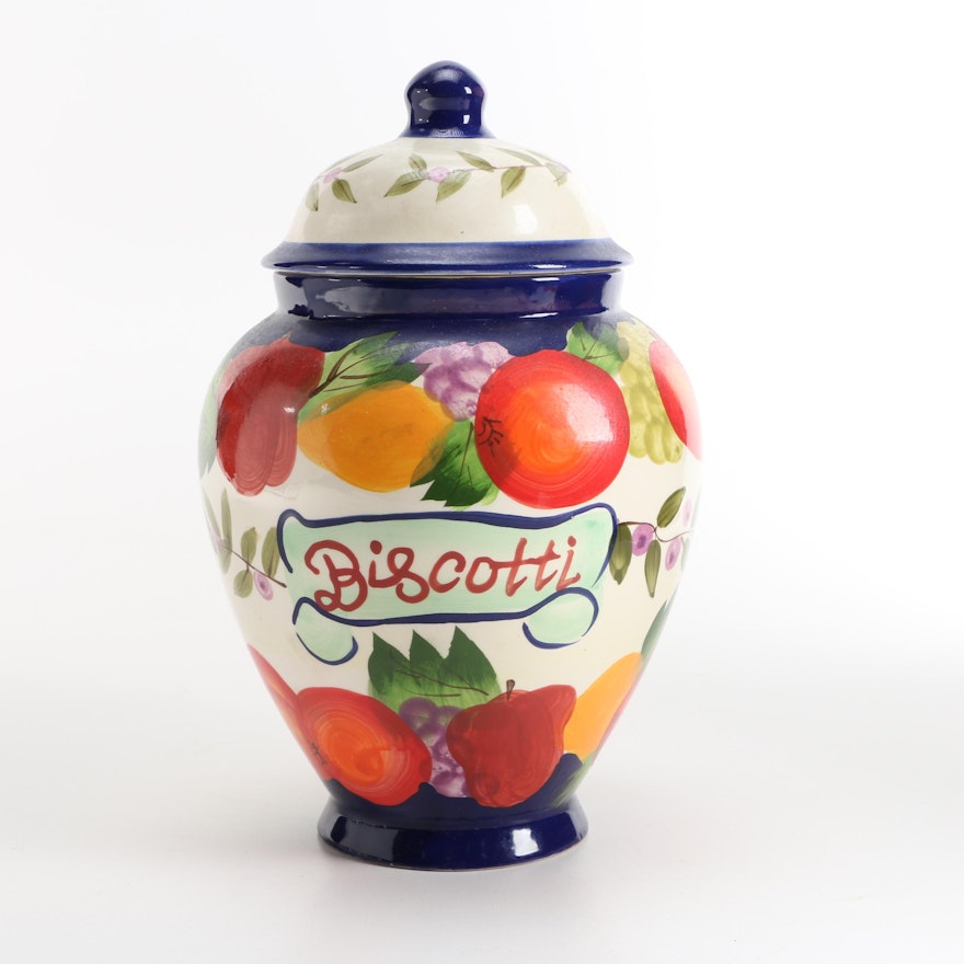 Hand-painted Nonni's Biscotti Jar