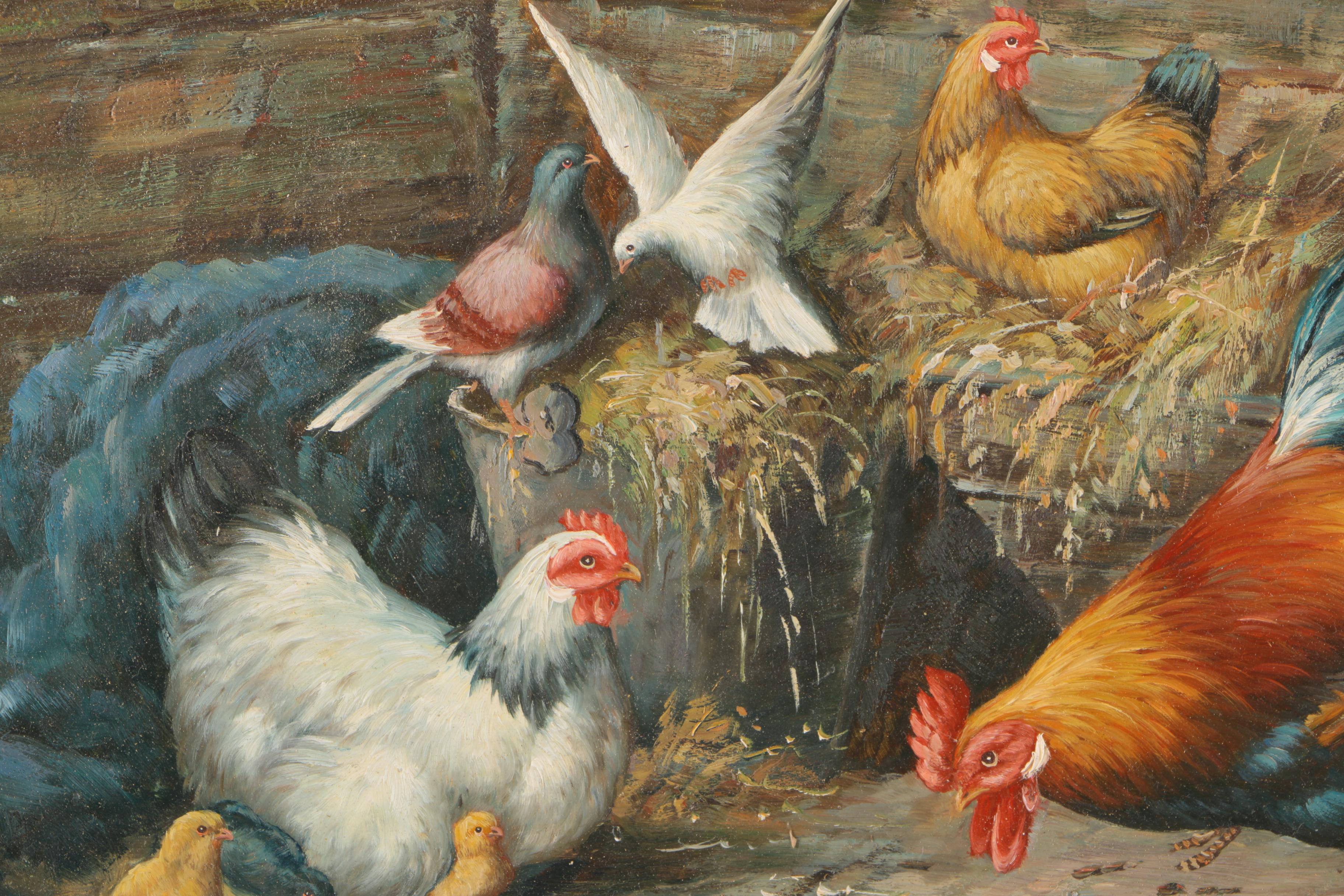 C. Shayer Original Oil Painting "Chickens"