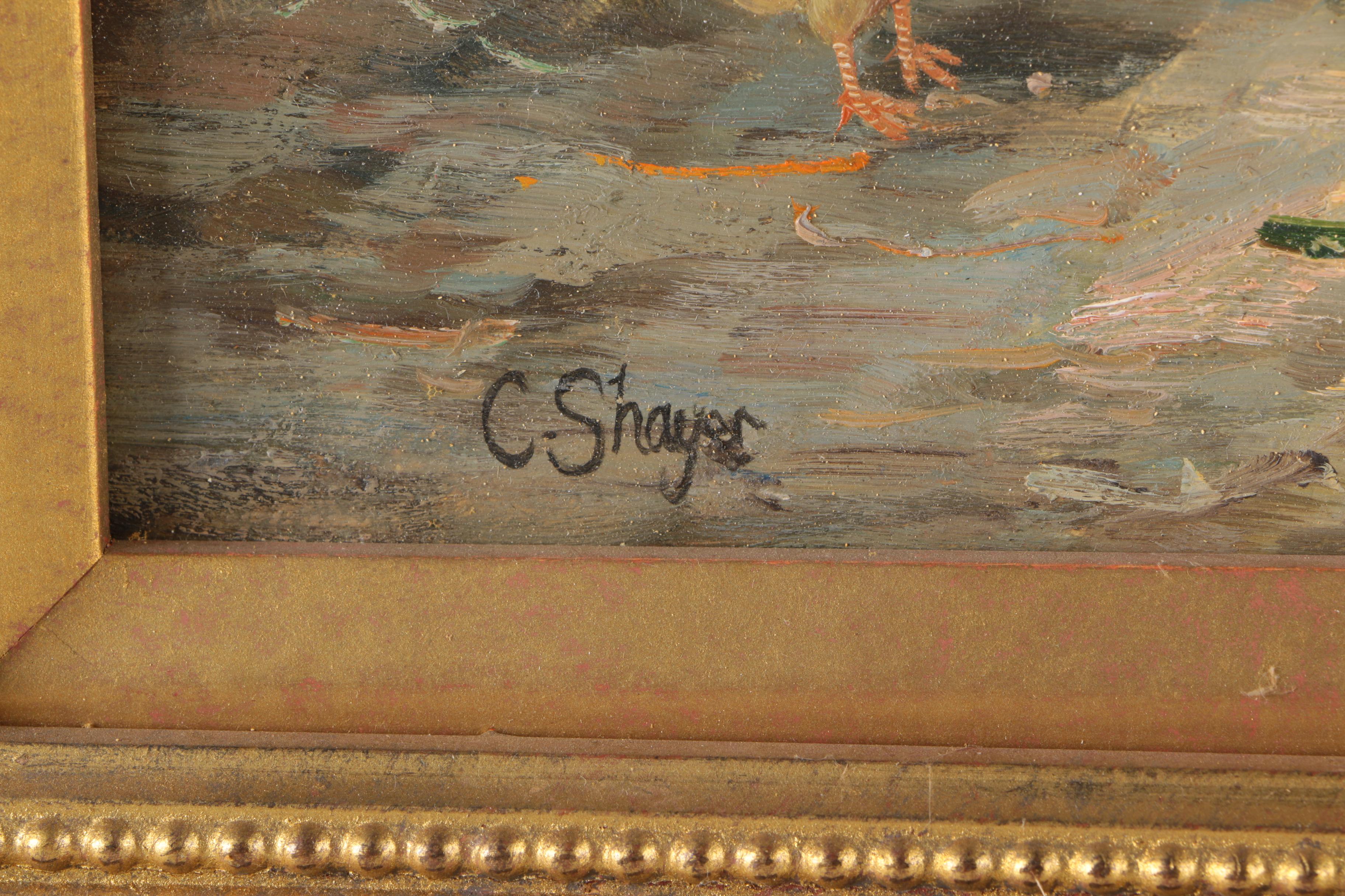 C. Shayer Original Oil Painting "Chickens"