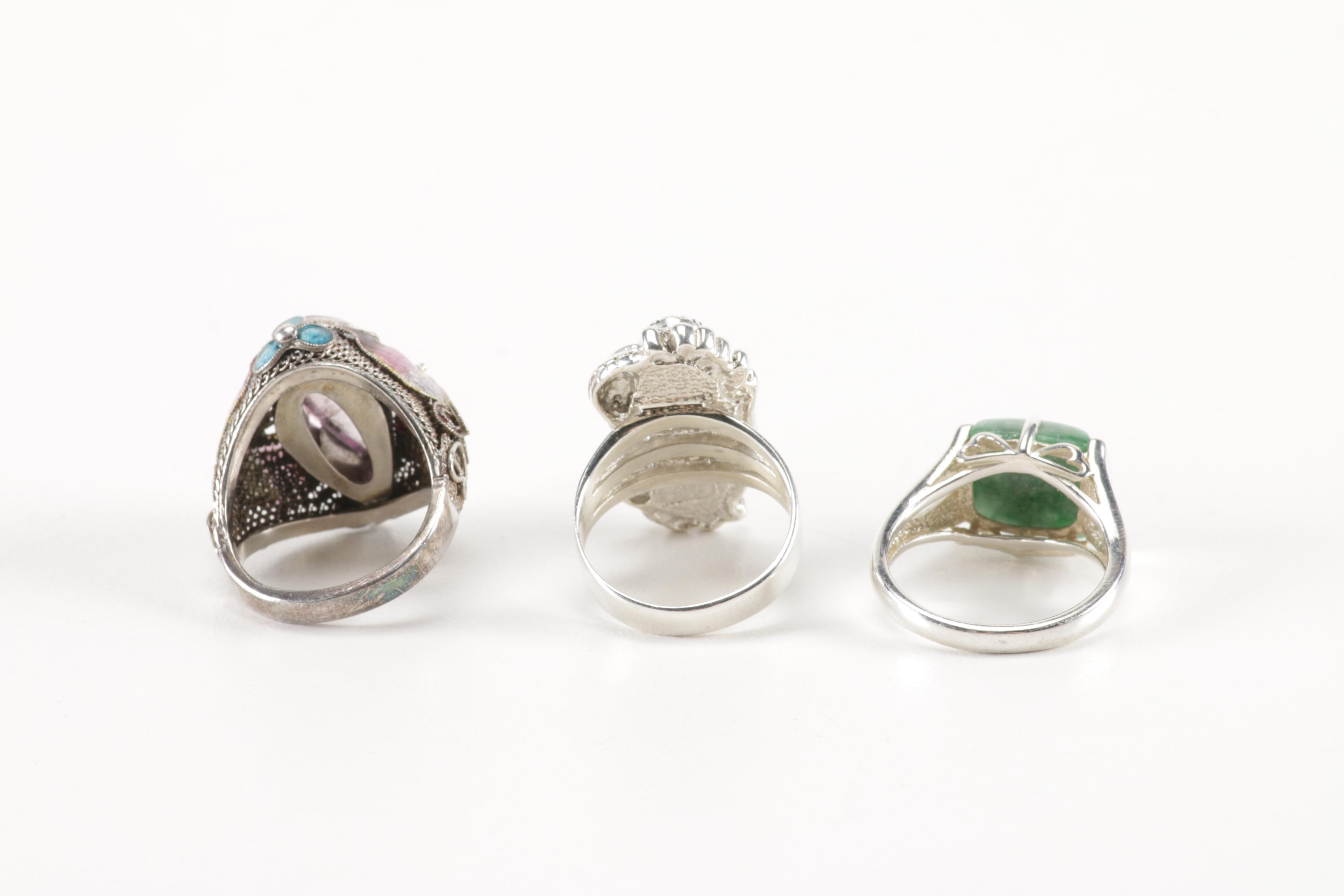 Sterling Silver and Stone Rings, Earrings and Key Chain