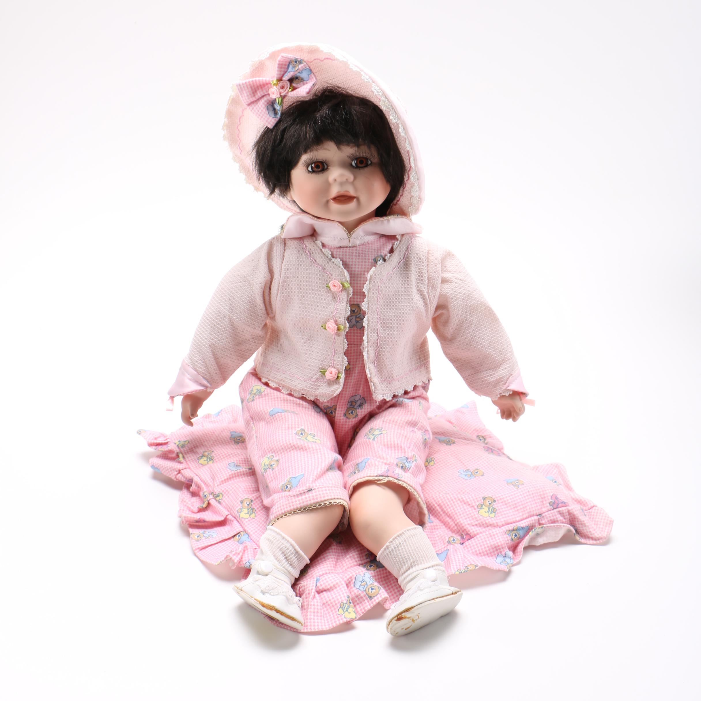 Ashley Belle Porcelain Doll with Pink Pillow