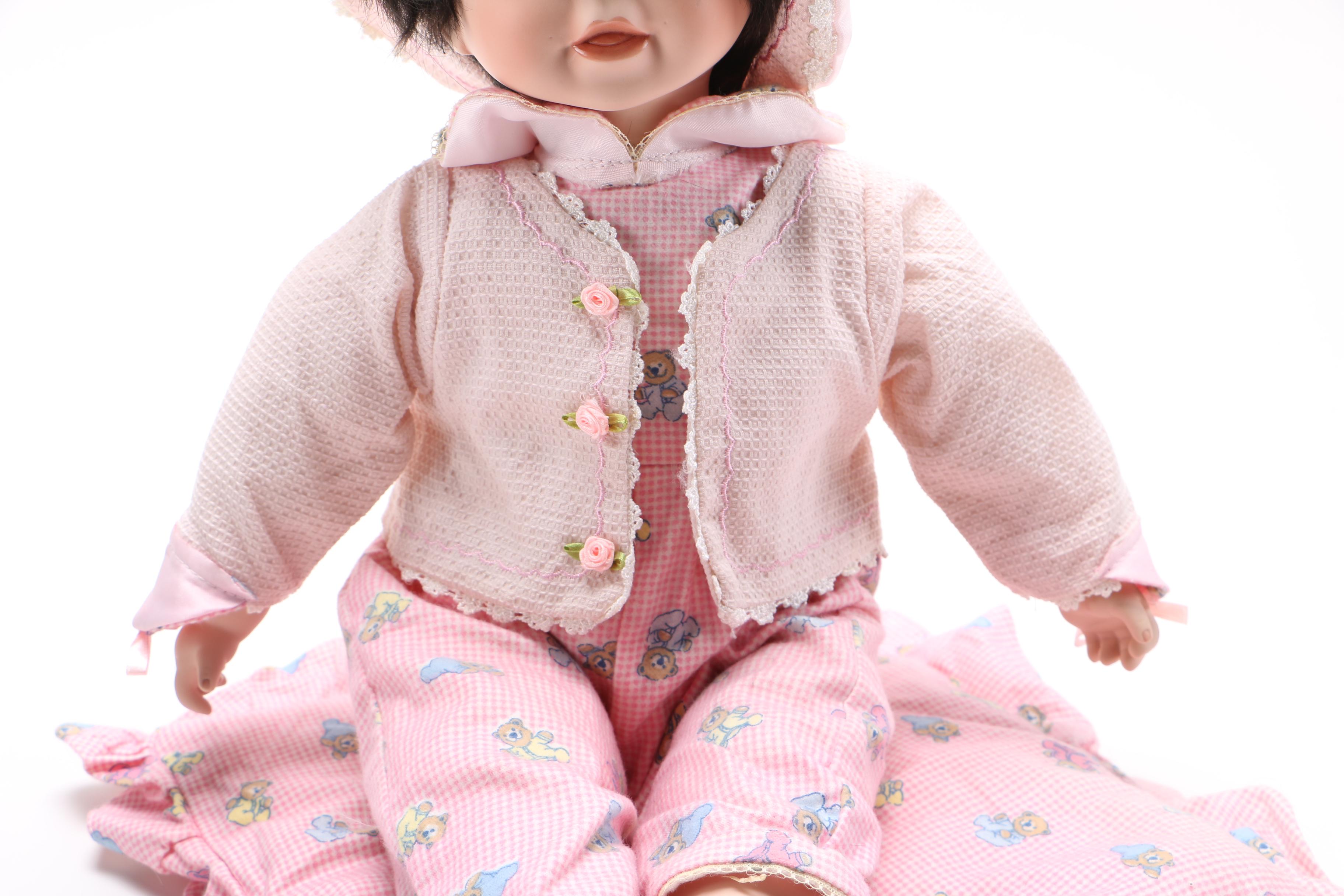 Ashley Belle Porcelain Doll with Pink Pillow