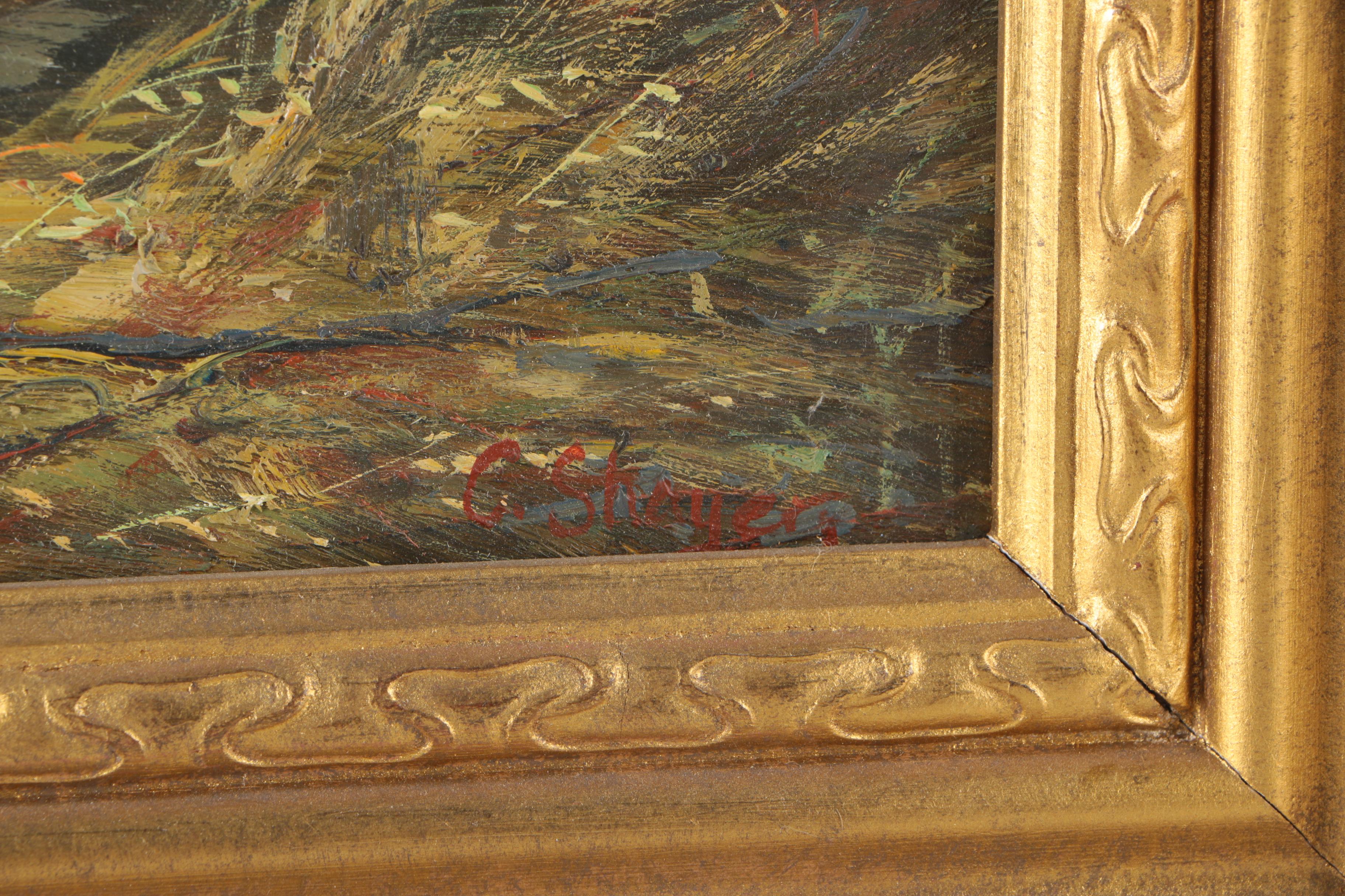 C. Shayer Original Oil Painting "Chickens And Rooster"