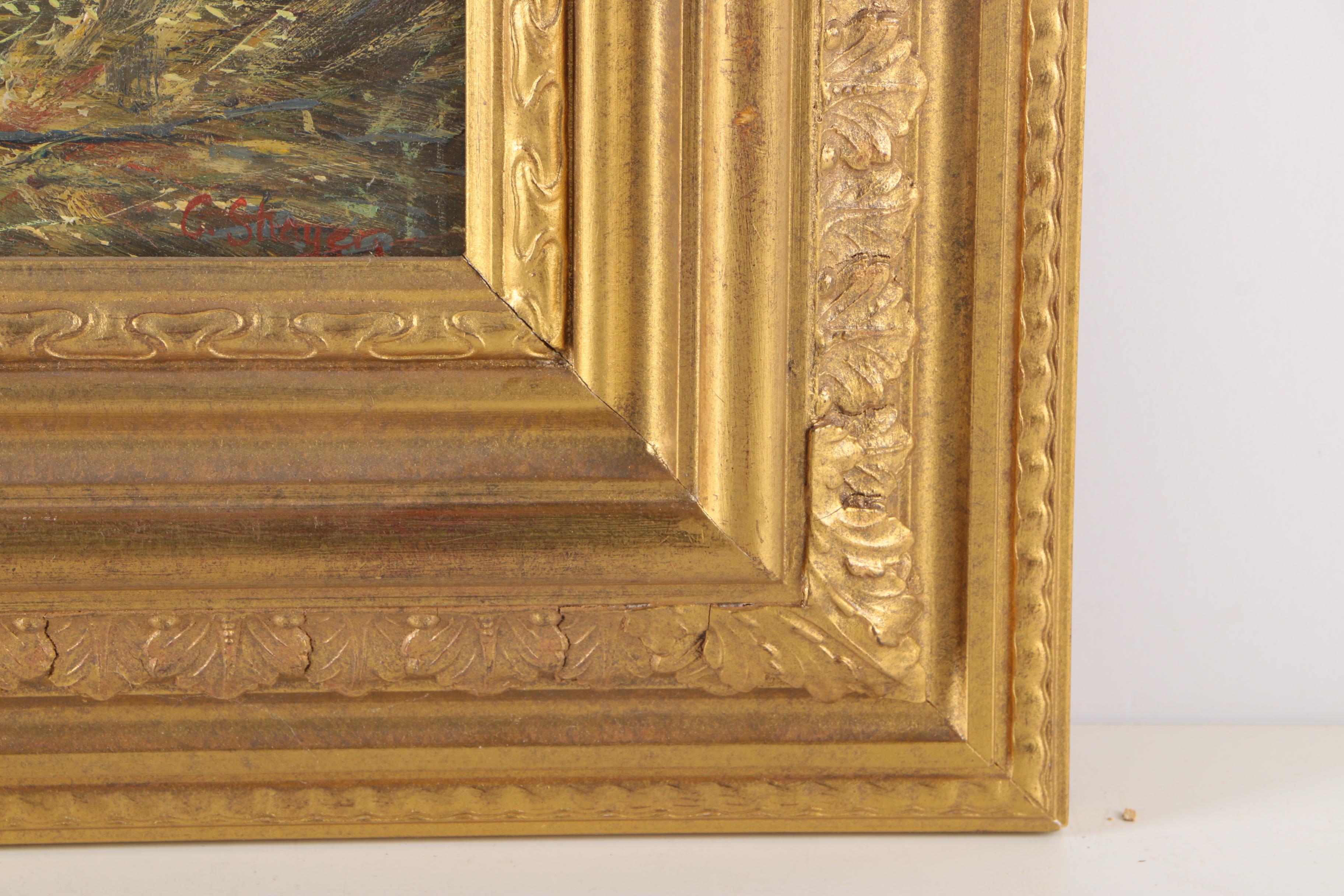 C. Shayer Original Oil Painting "Chickens And Rooster"