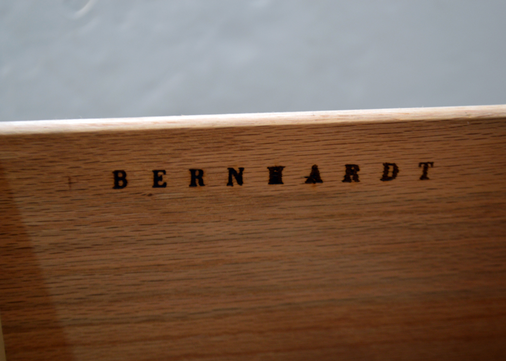 Mahogany Serpentine Front Marble Top Nightstand by Bernhardt Furniture