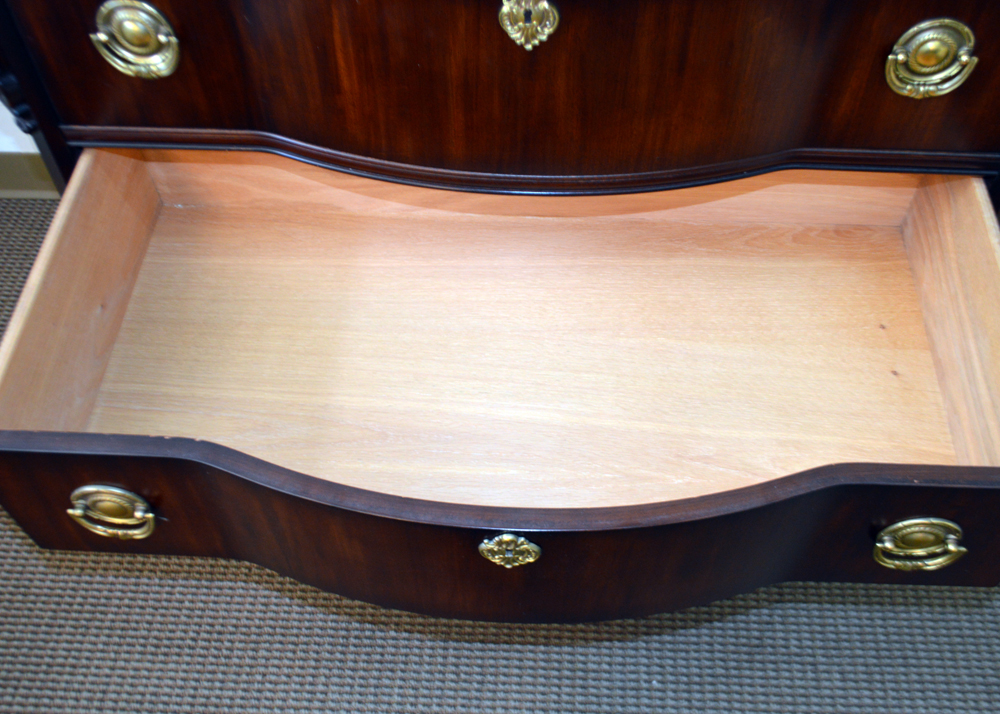 Mahogany Serpentine Front Marble Top Nightstand by Bernhardt Furniture