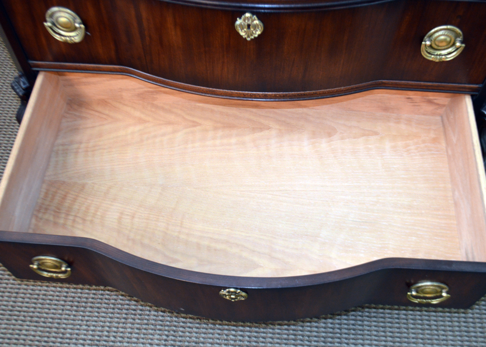Mahogany Serpentine Front Marble Top Nightstand by Bernhardt Furniture