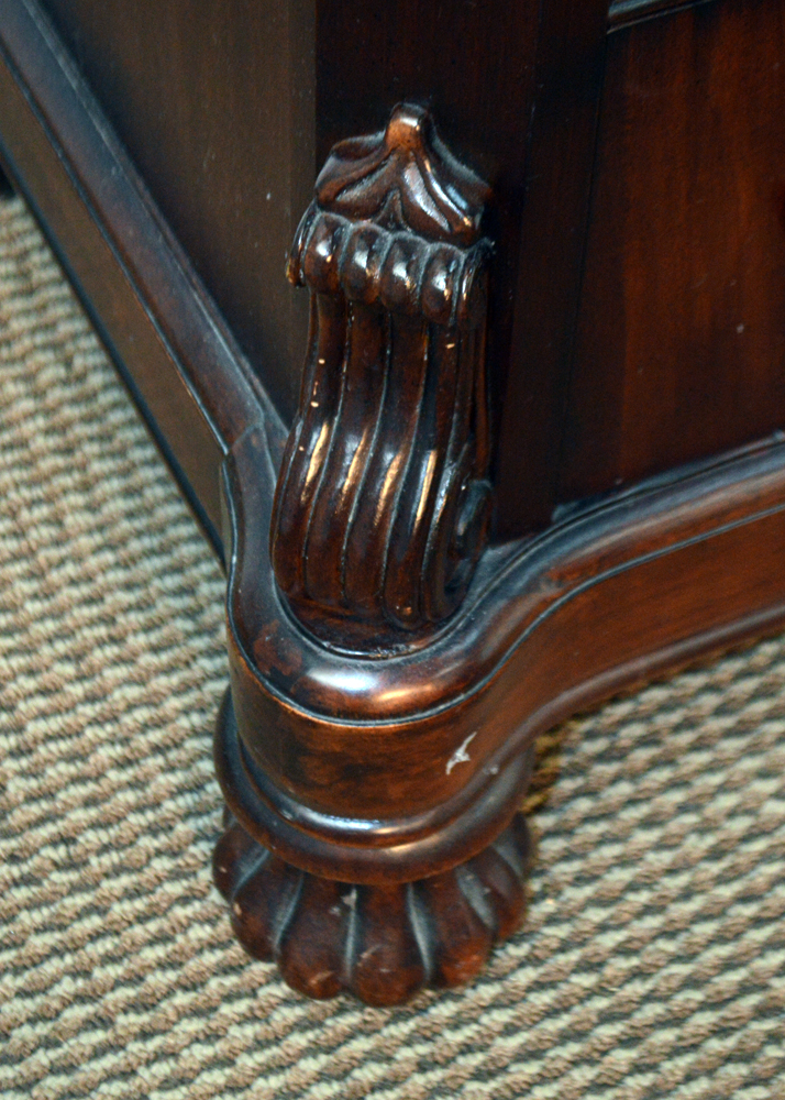 Mahogany Serpentine Front Marble Top Nightstand by Bernhardt Furniture