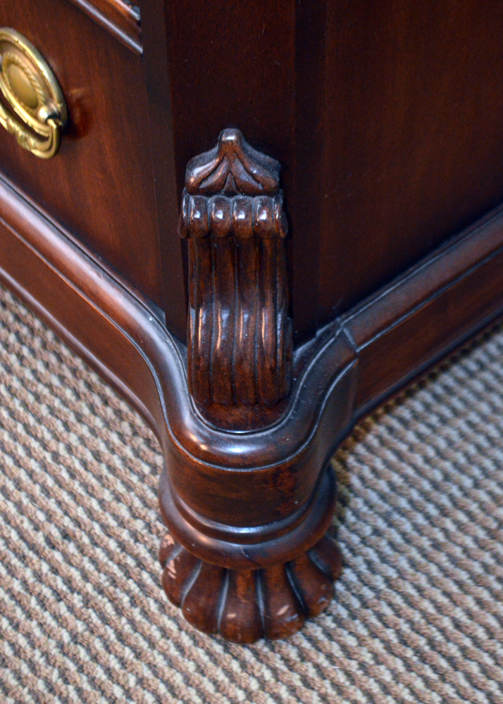 Mahogany Serpentine Front Marble Top Nightstand by Bernhardt Furniture