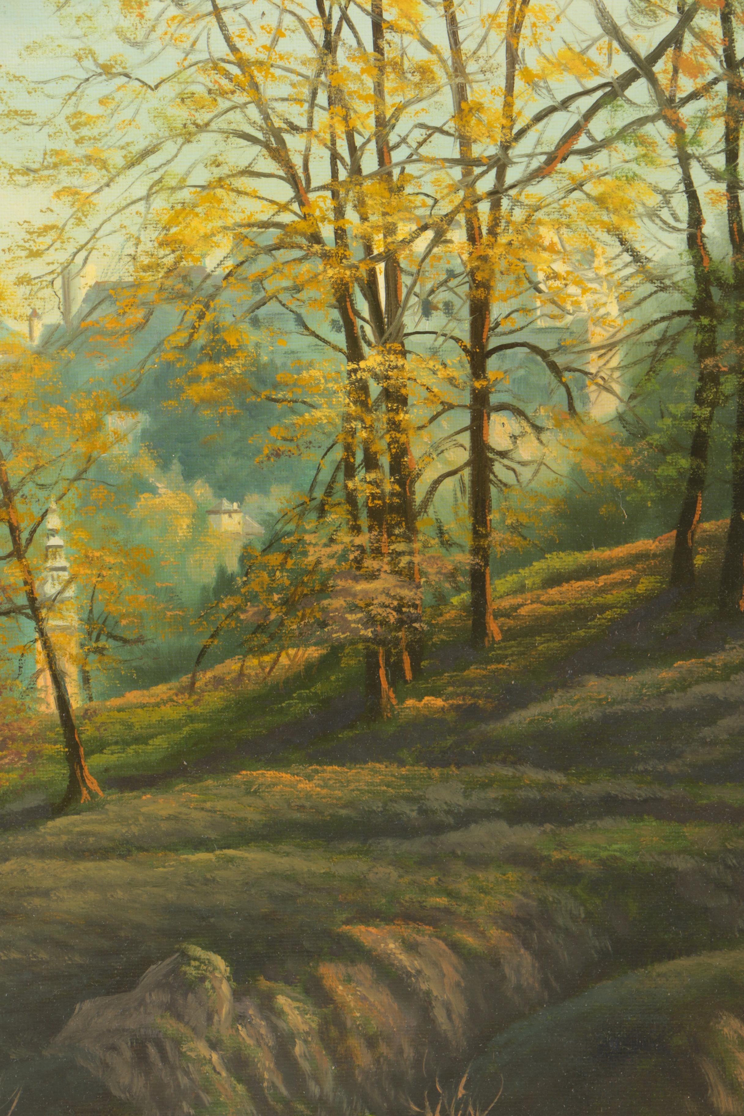 F. Papst Original Oil on Canvas of Salzburg