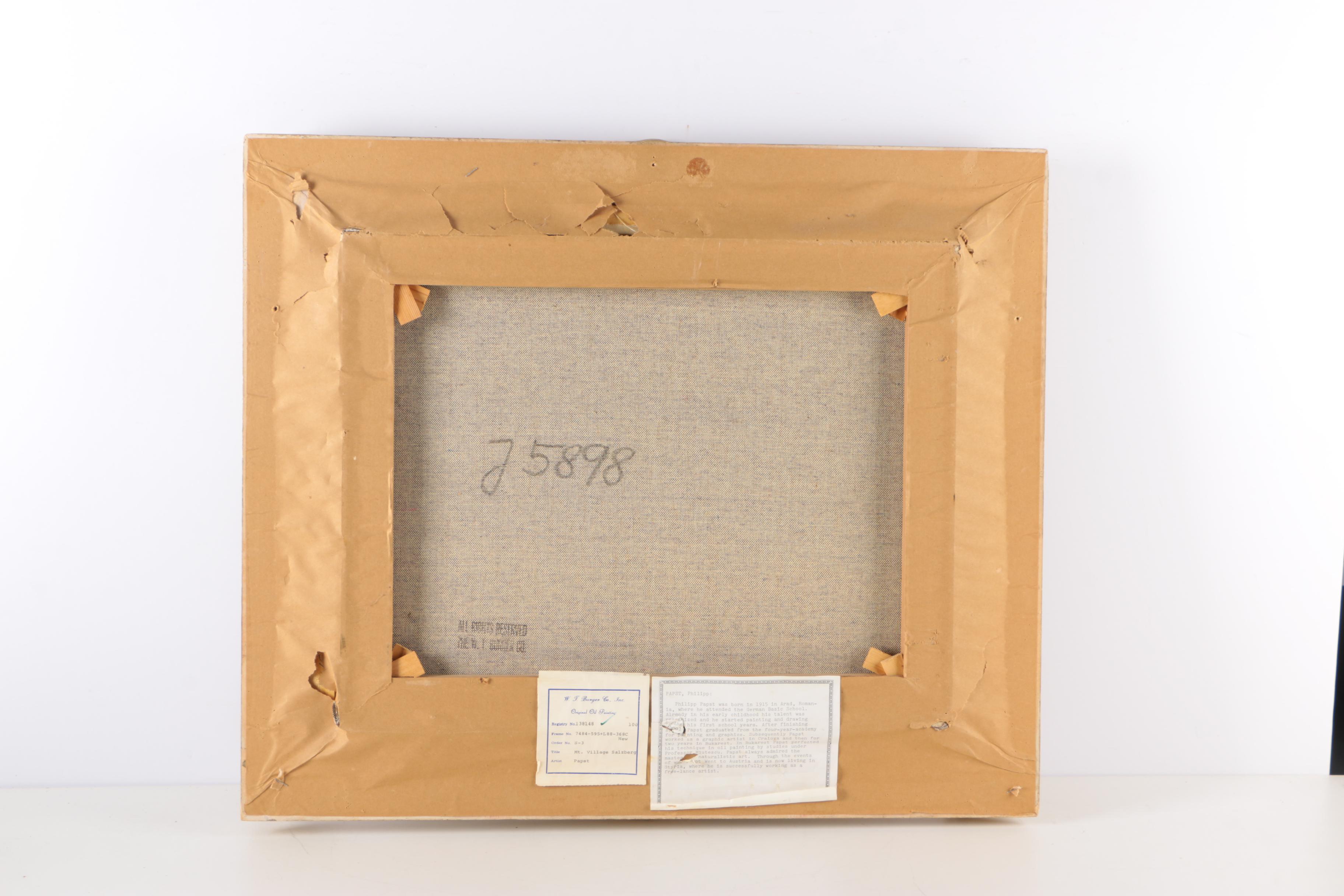 F. Papst Original Oil on Canvas of Salzburg