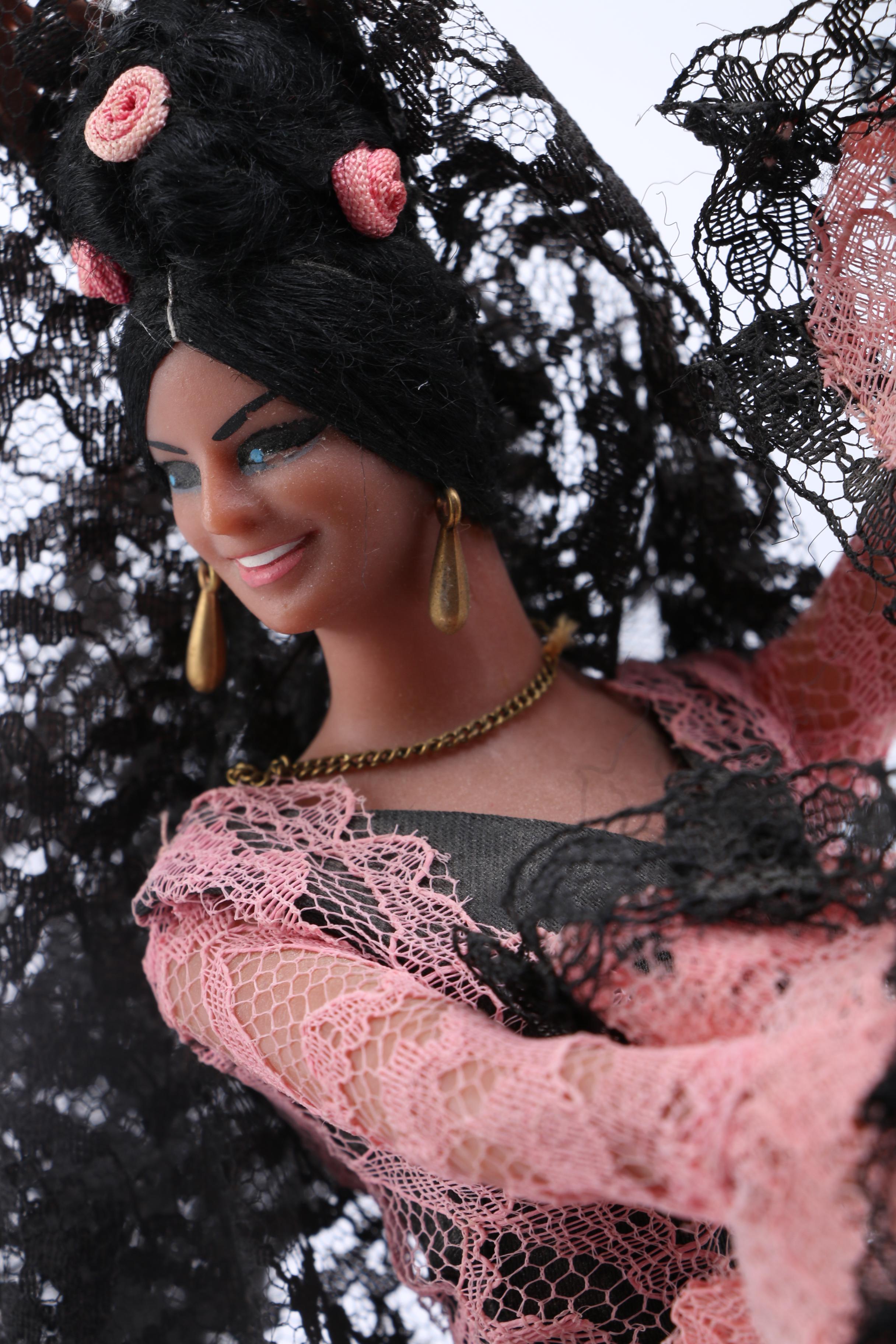 Porcelain Dolls in Mexican and Spanish Dress Featuring a Marin Chiclana