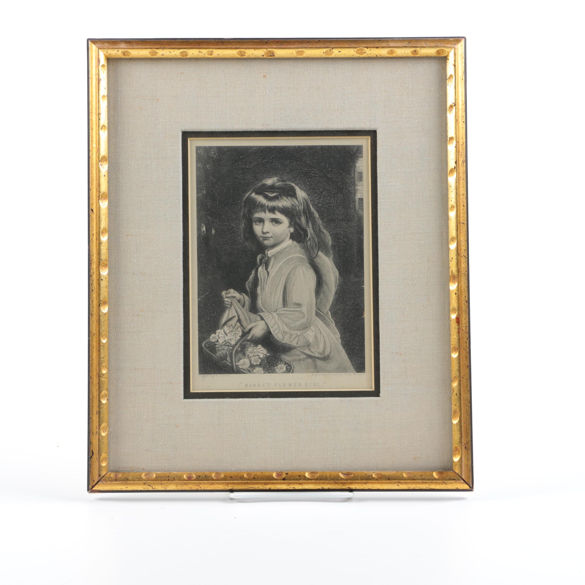 Lithograph After E.U. Eddie Painting "Mama's Flower Girl"