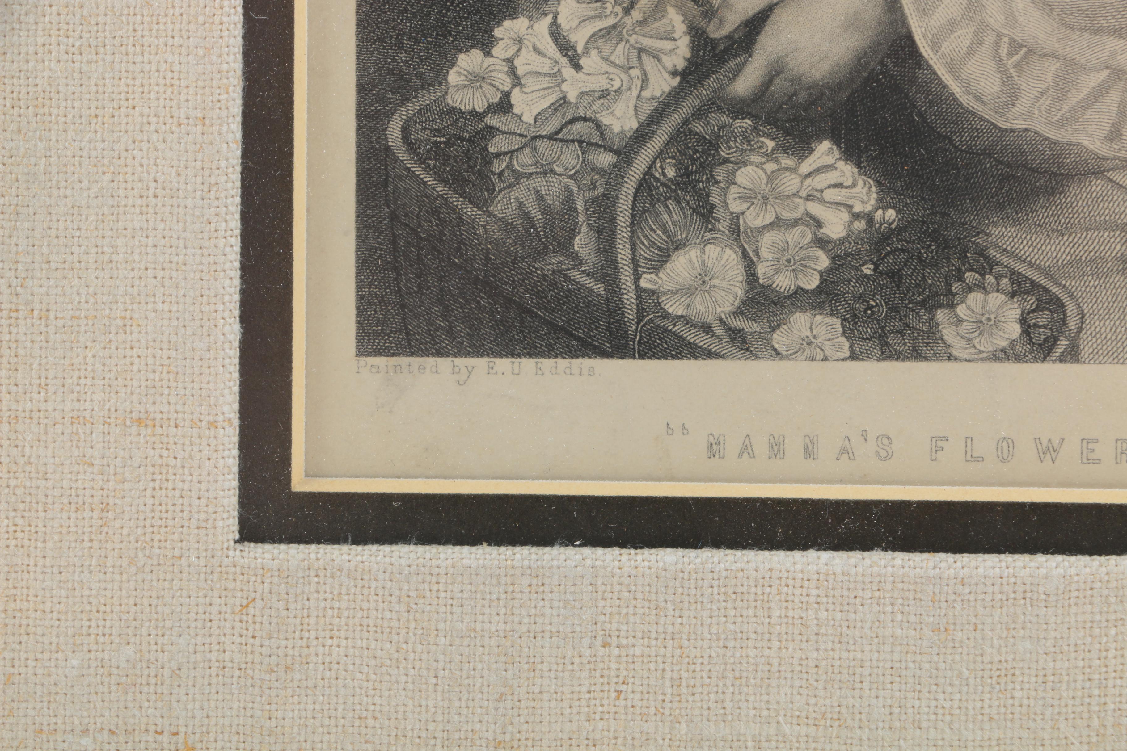 Lithograph After E.U. Eddie Painting "Mama's Flower Girl"