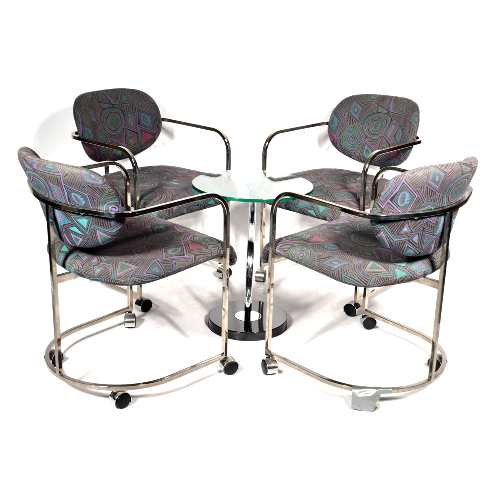 1980s Modern Set of Chairs and Side Table