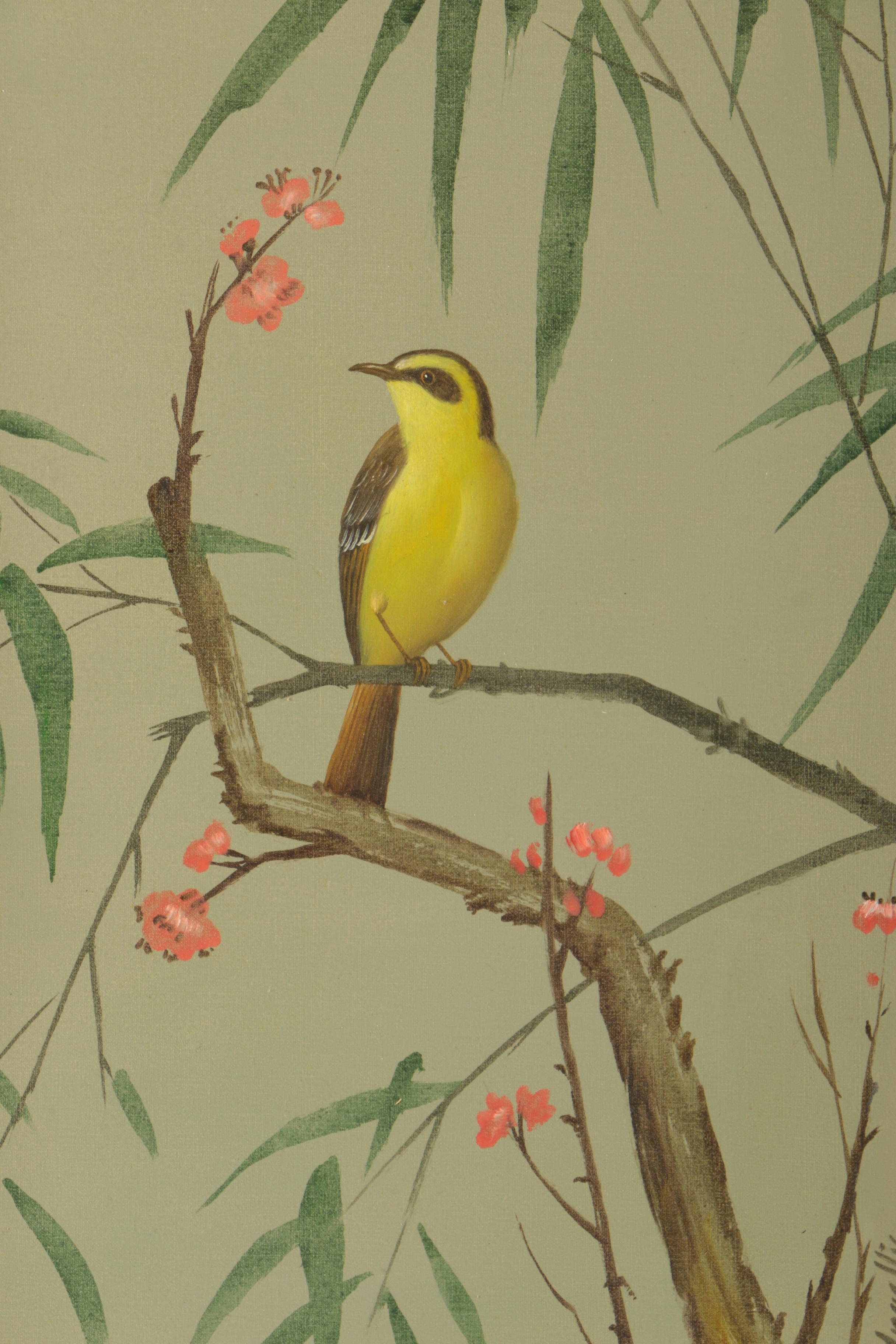 Pietro Angellis "Bird on a Branch" Original Oil Painting