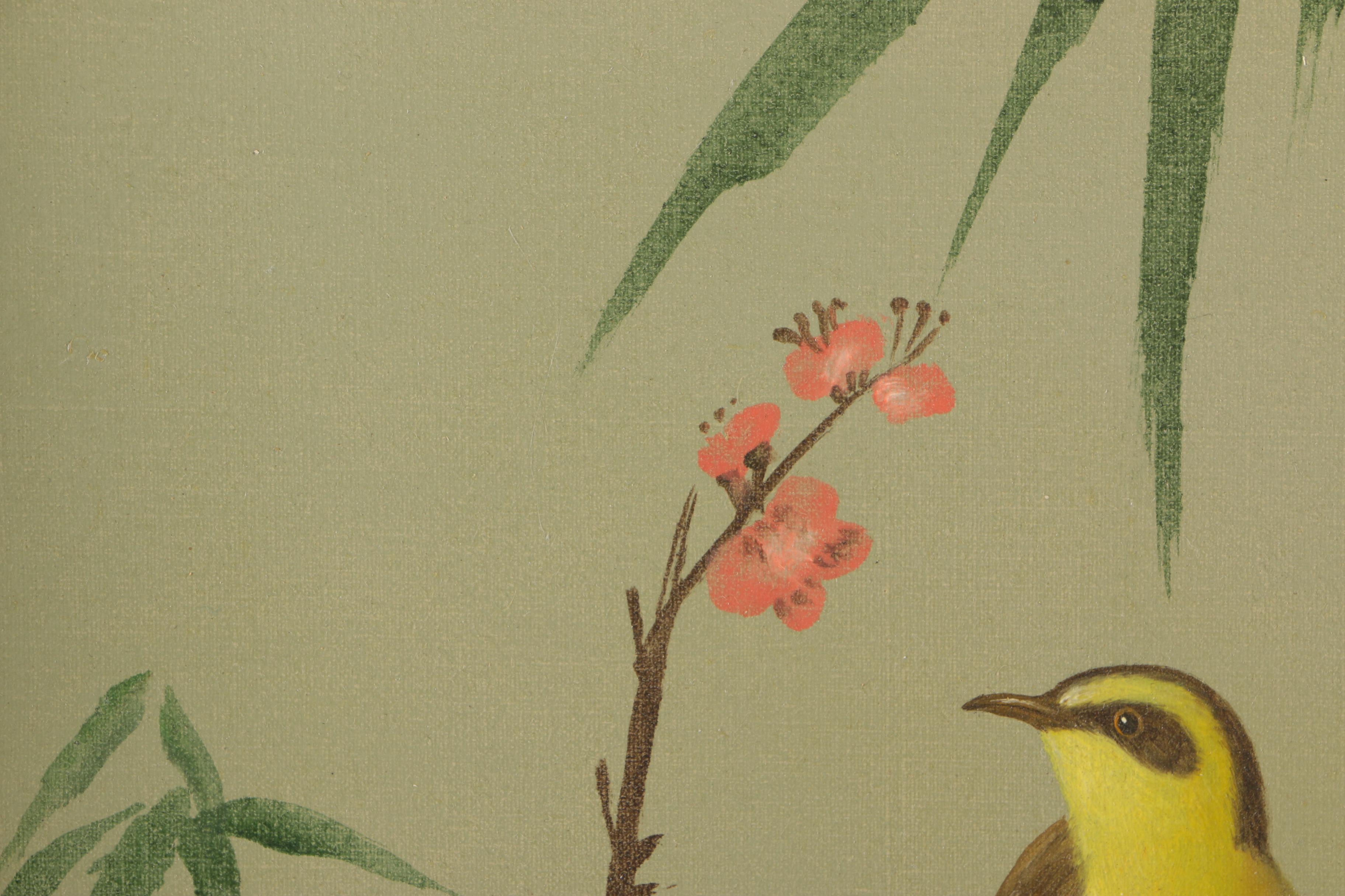 Pietro Angellis "Bird on a Branch" Original Oil Painting