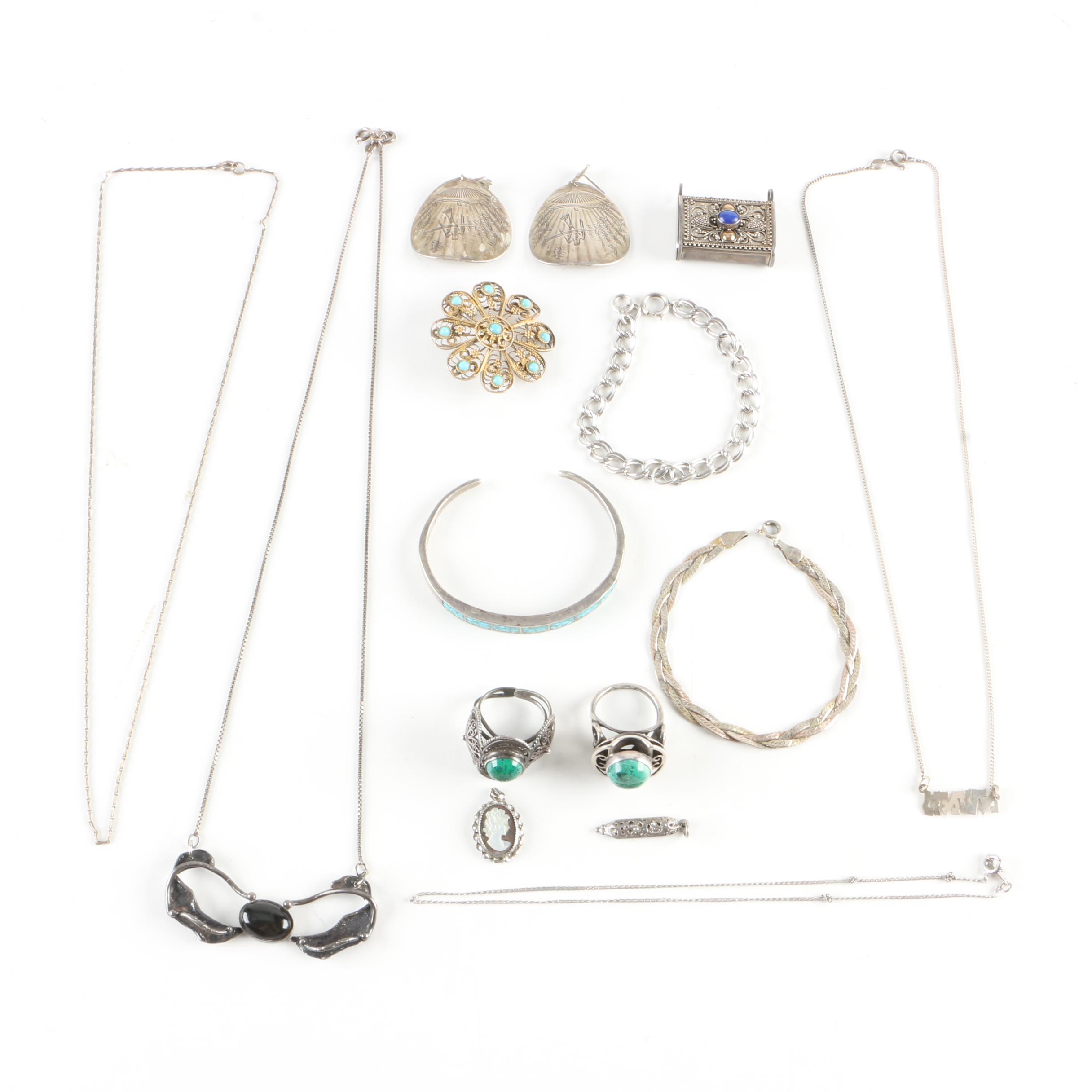 Sterling Silver Jewelry Featuring Mother of Pearl and Onyx