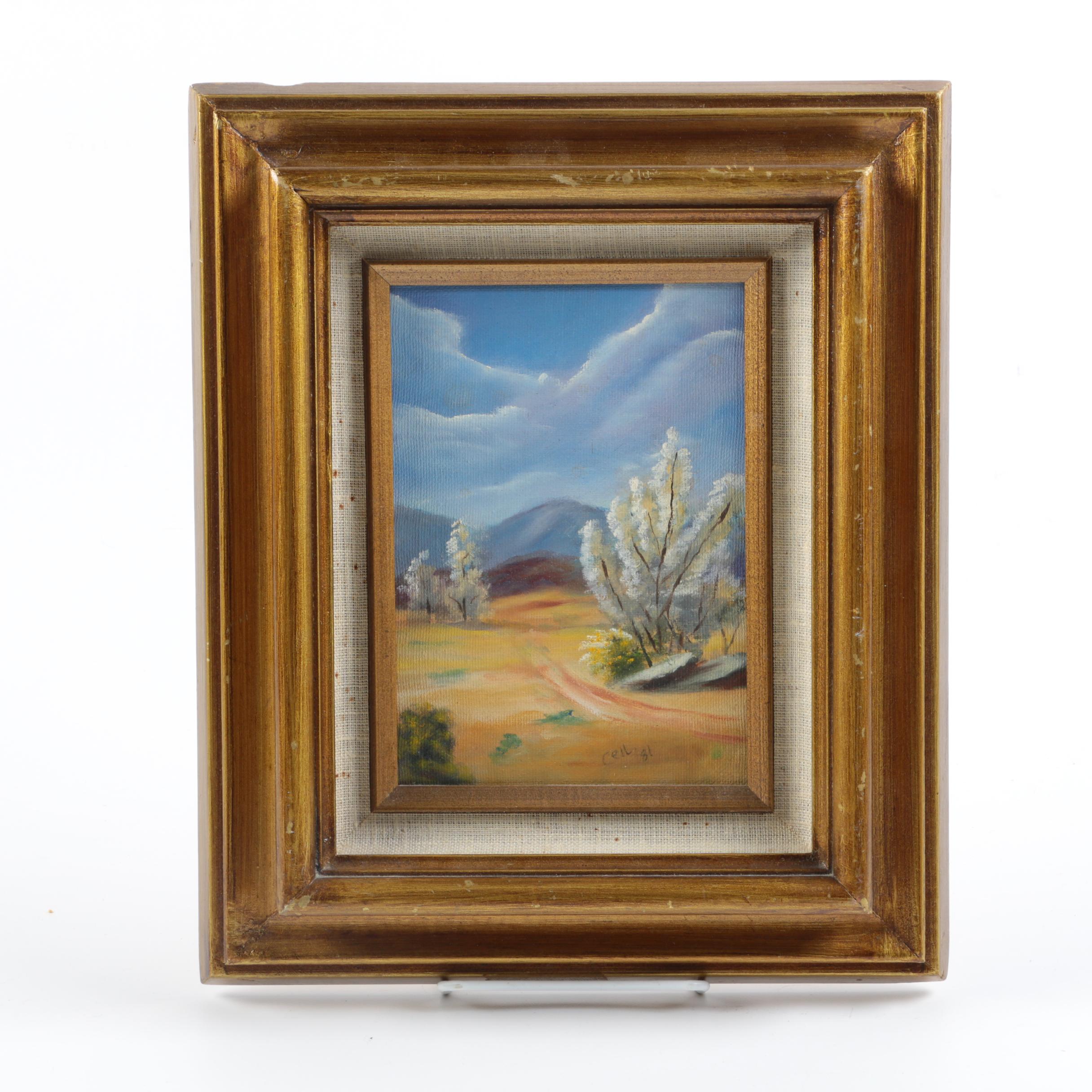 Cell 1981 Oil Painting on Canvas of Desert Landscape