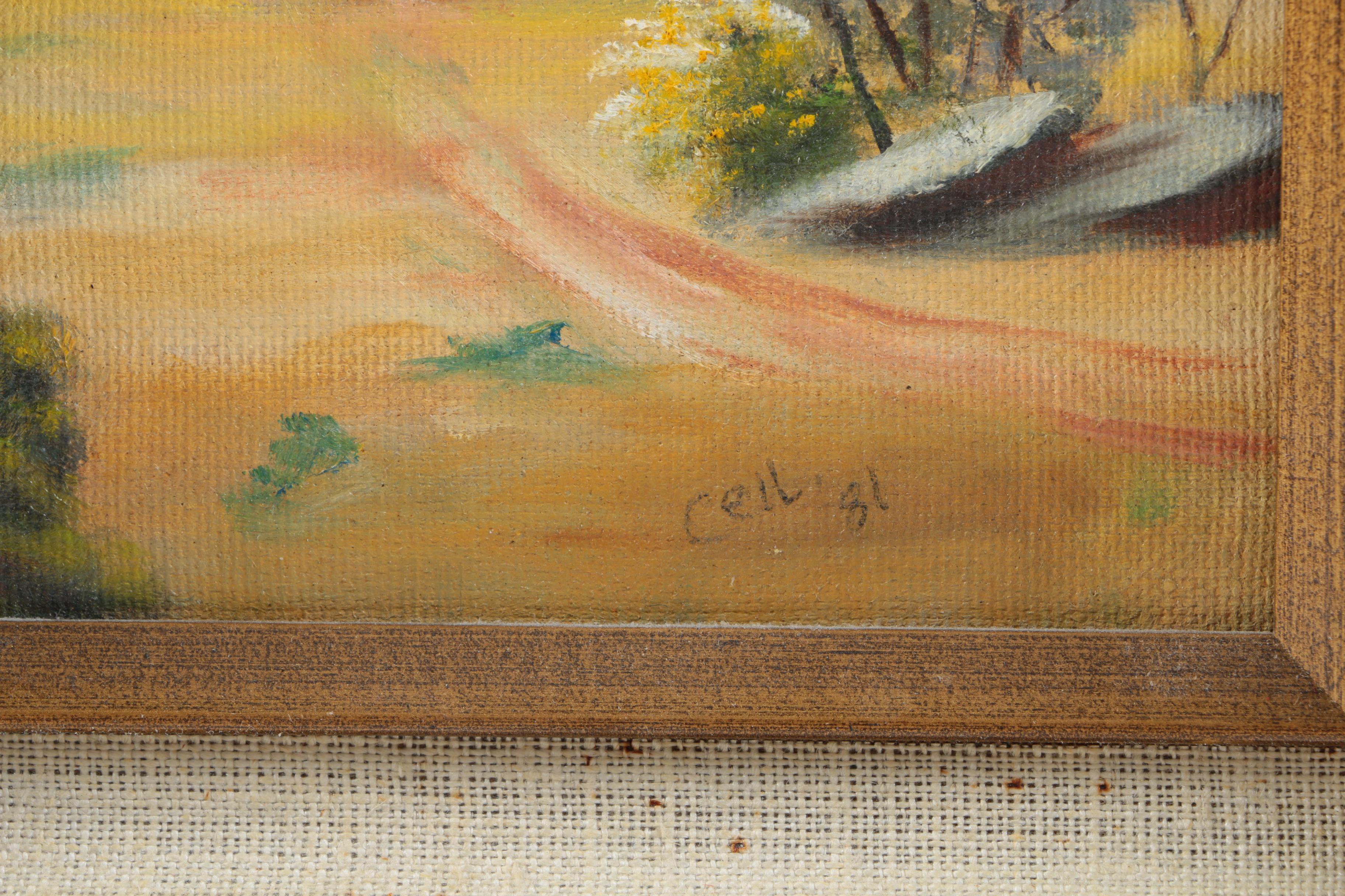 Cell 1981 Oil Painting on Canvas of Desert Landscape