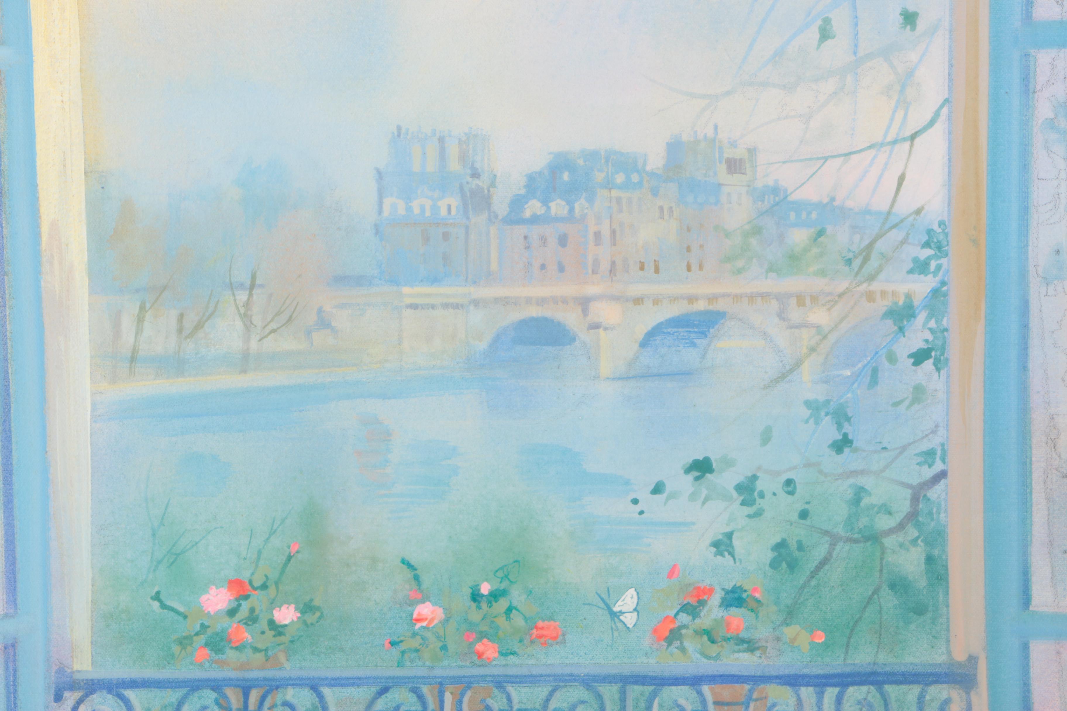 William Benecke "Paris Window" Oil on Canvas