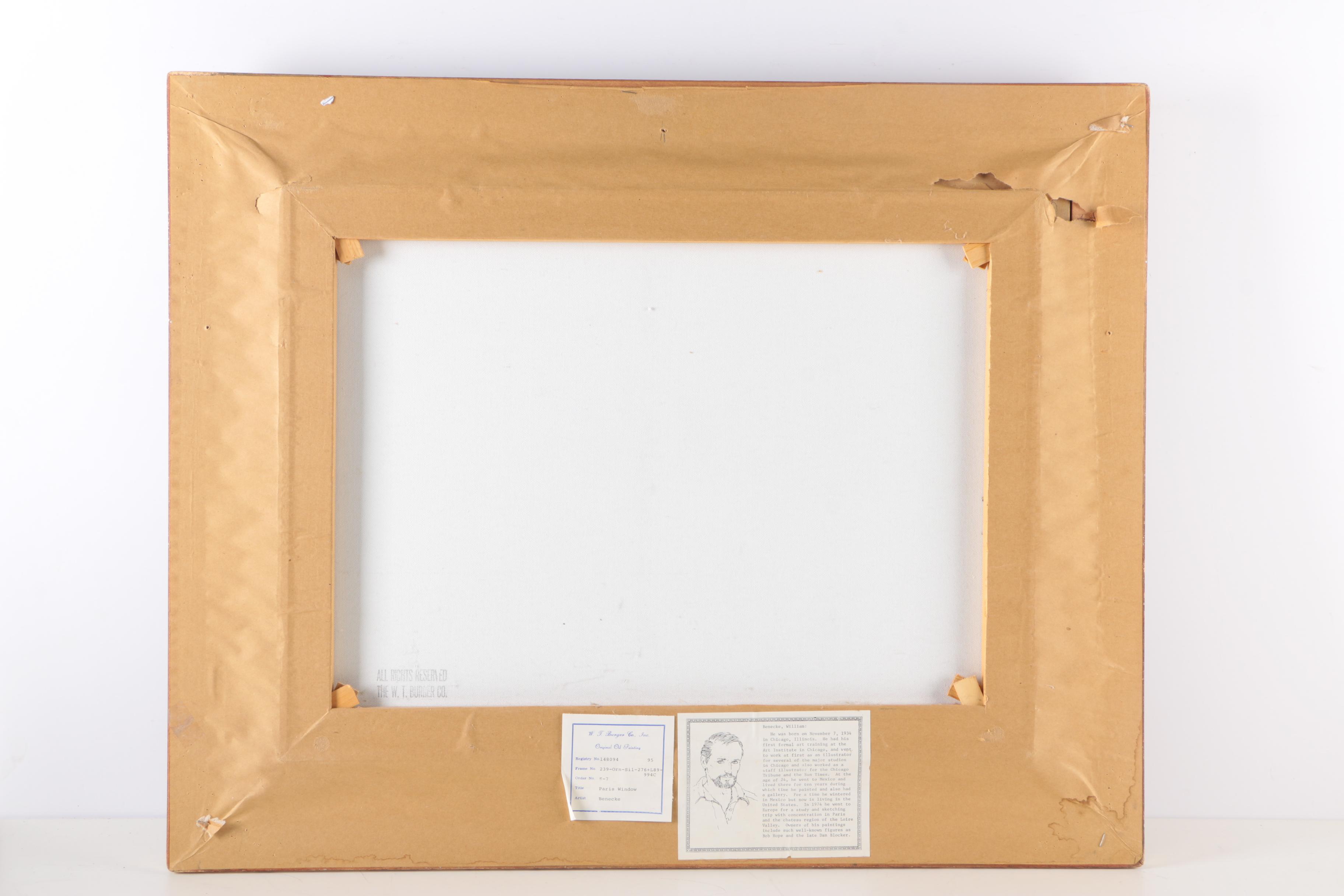 William Benecke "Paris Window" Oil on Canvas