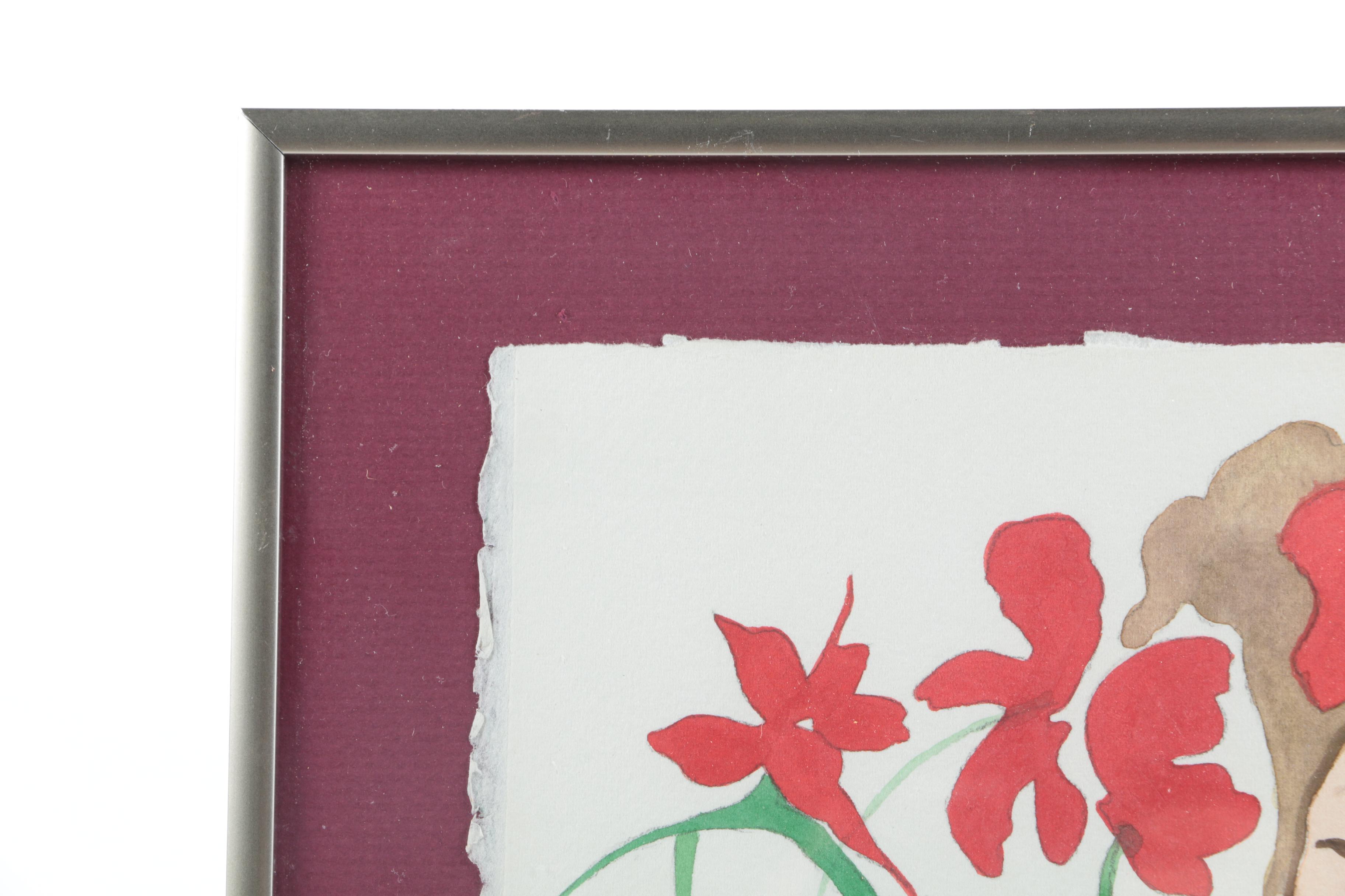 Stacy Watercolor Painting of Woman With Flowers