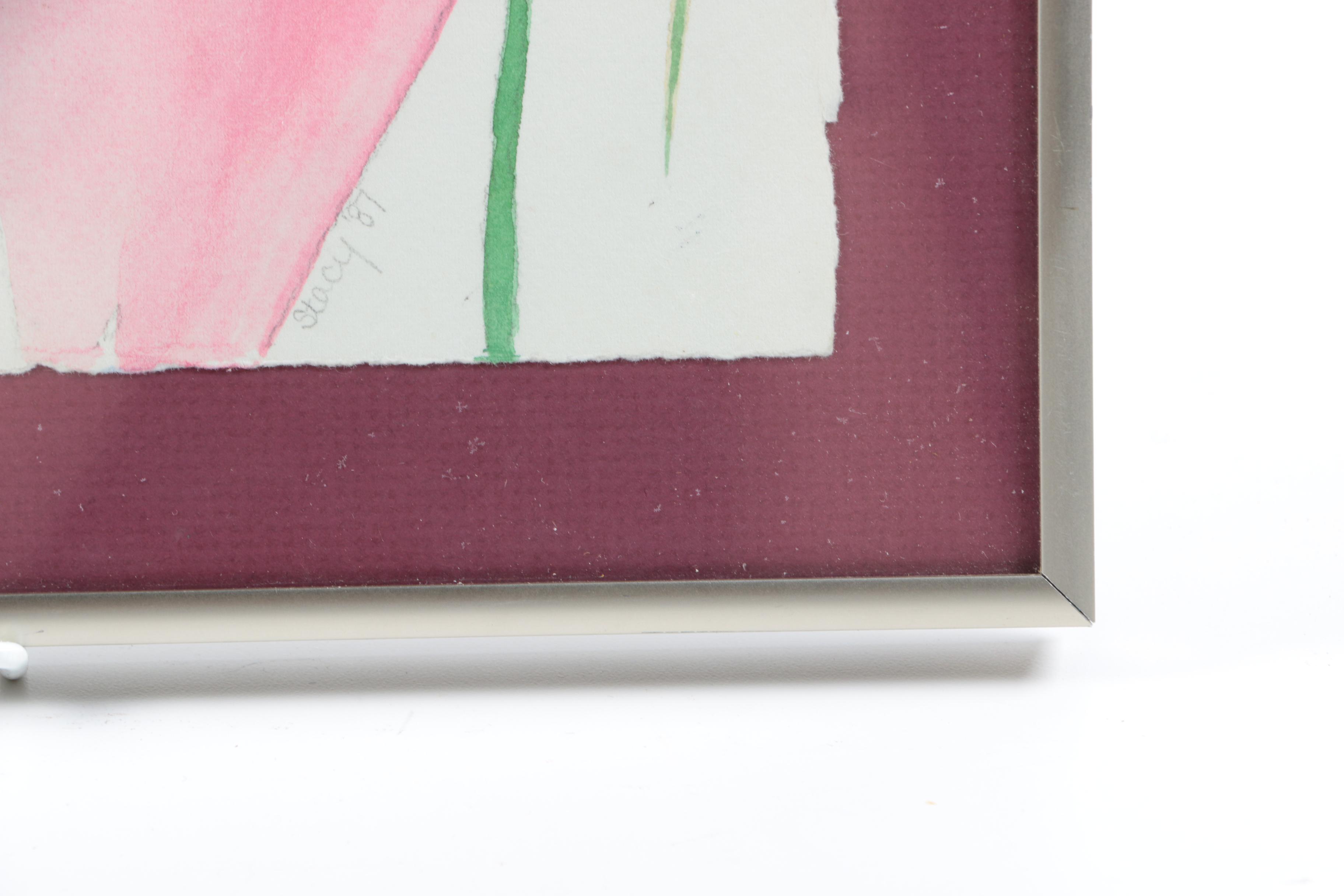 Stacy Watercolor Painting of Woman With Flowers