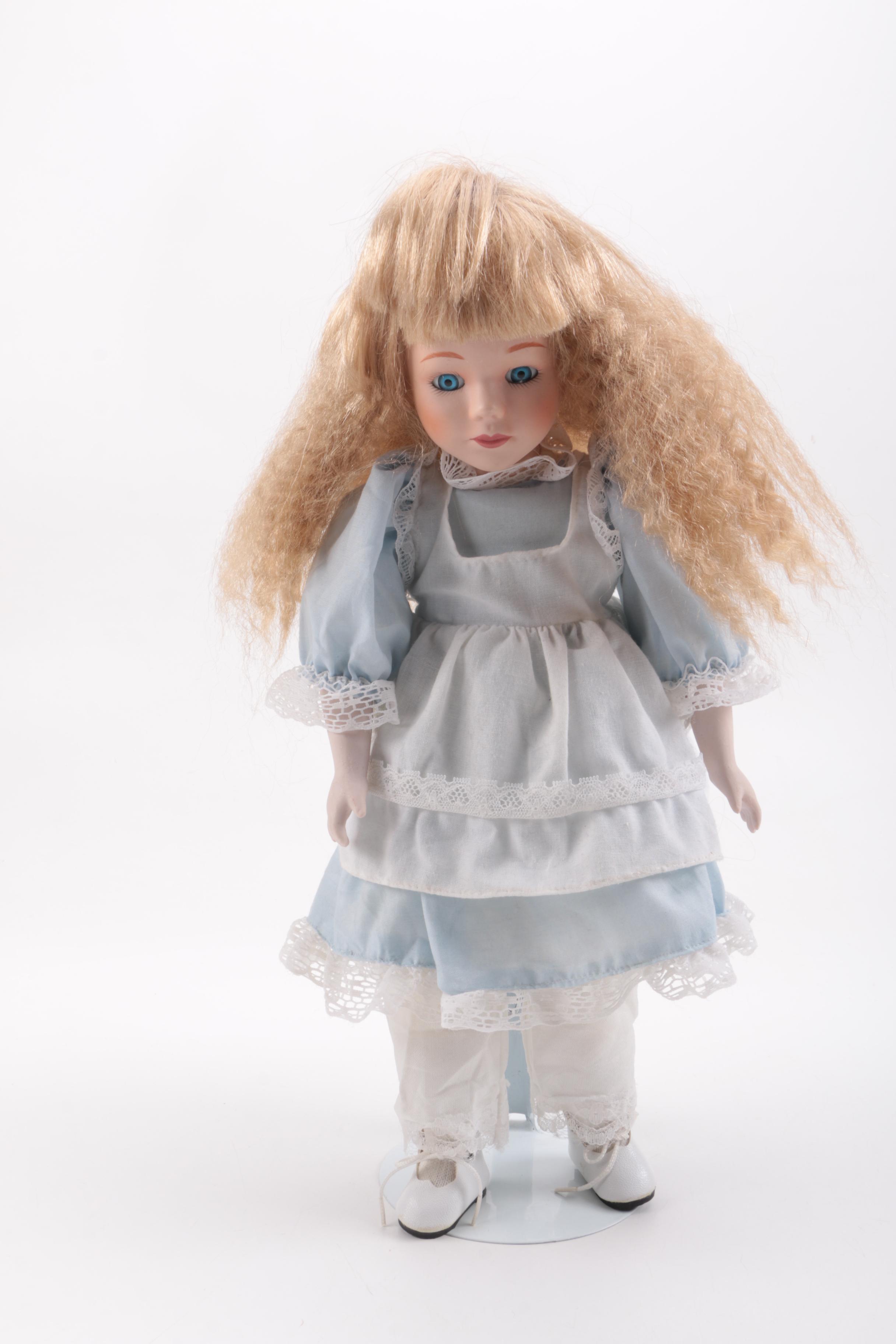 Blue and Pink Dressed Porcelain Dolls