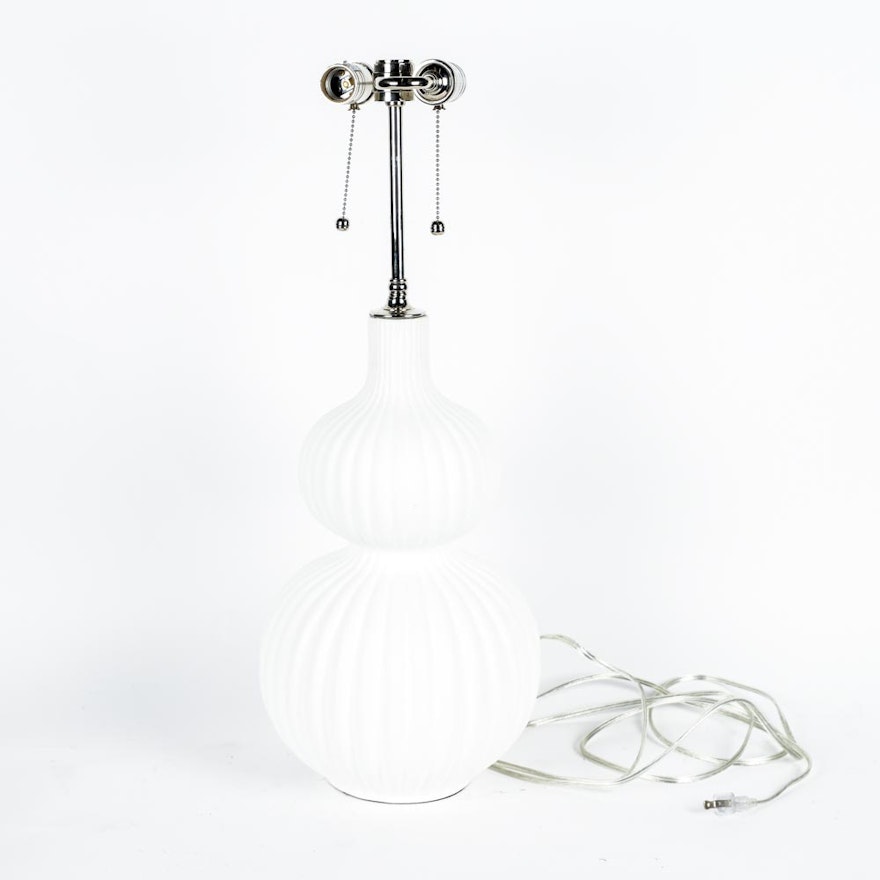 White Ribbed Ceramic Table Lamp by Visual Comfort