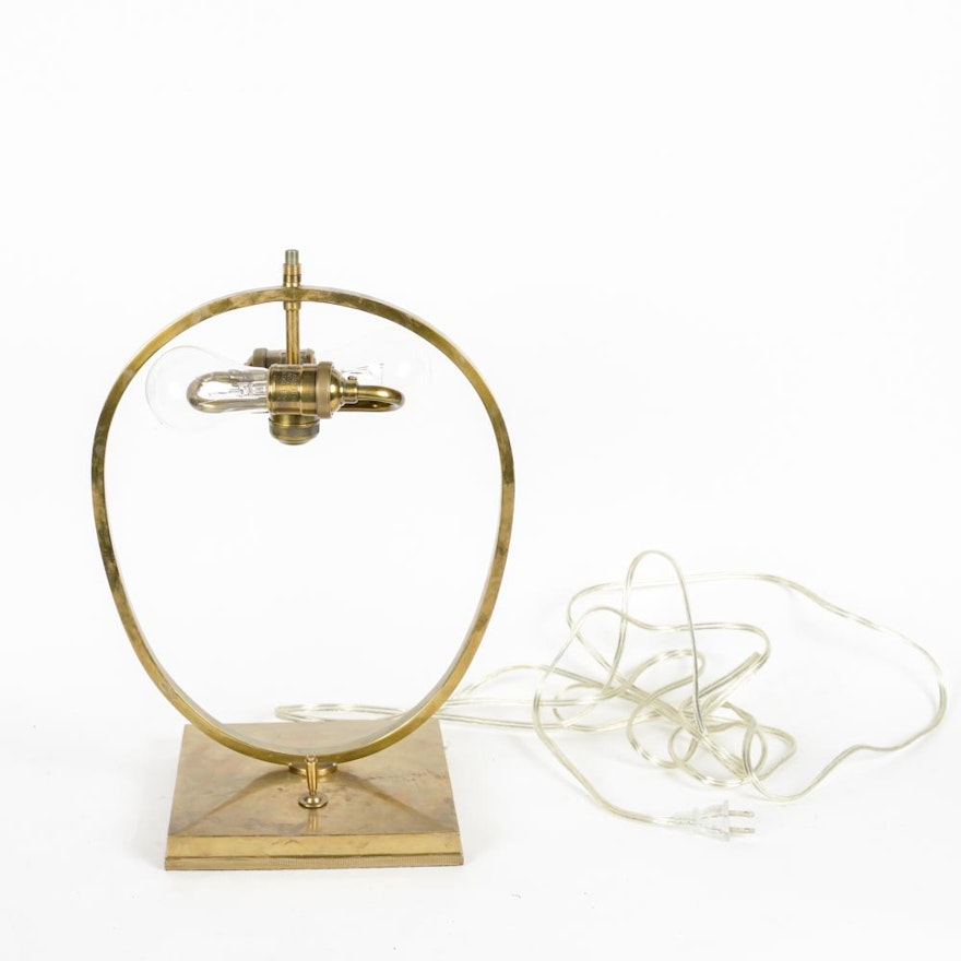 Brass Table Lamp with Circular Design