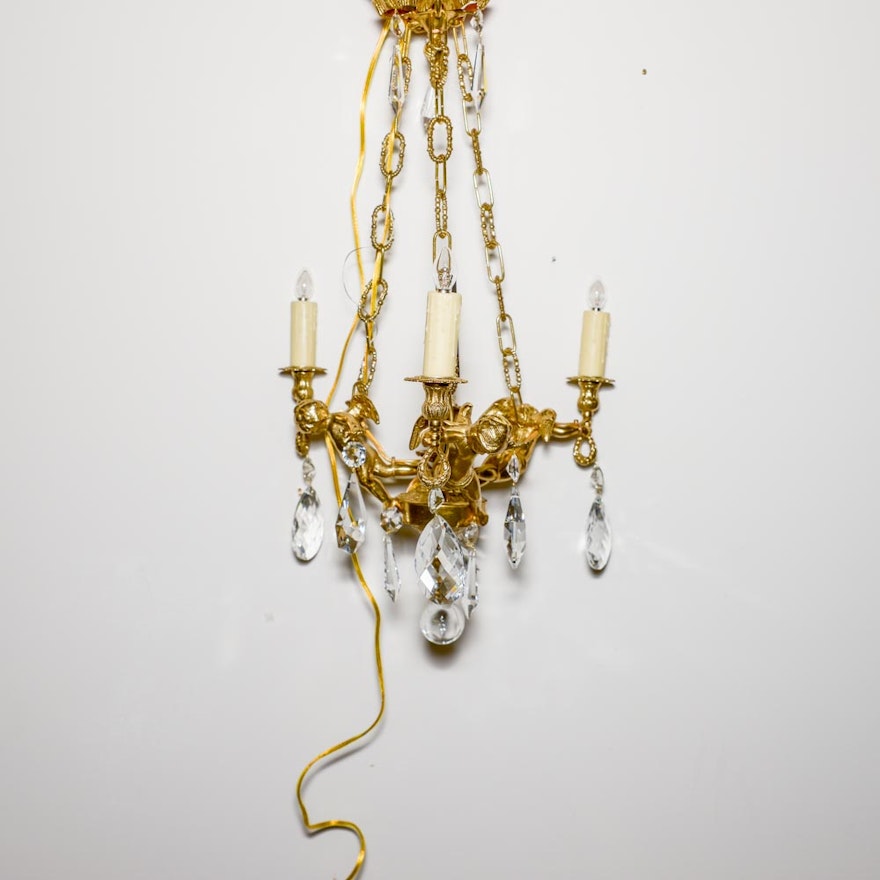 Metal and Crystal Cherub Chandelier from Pettigrew