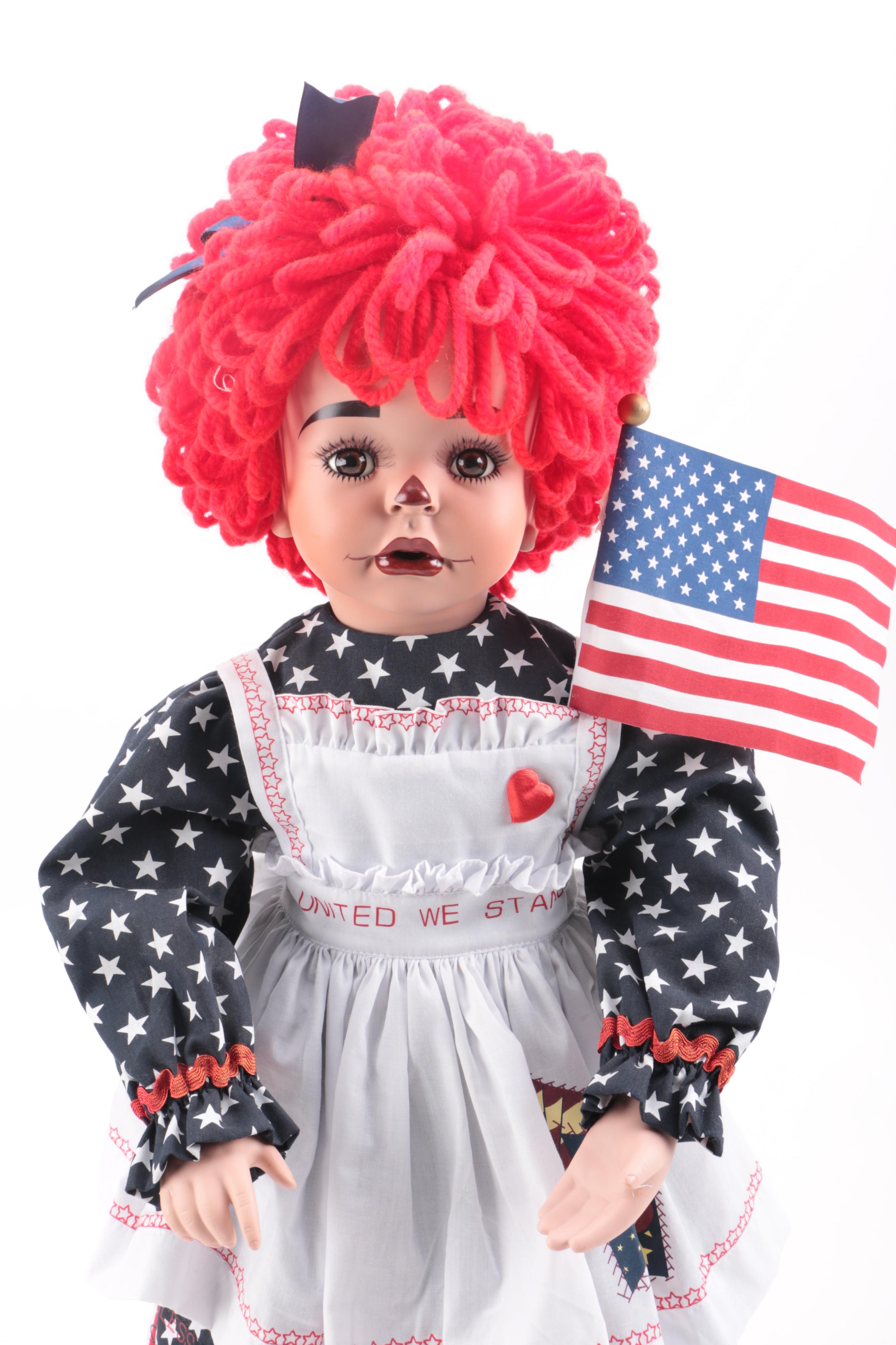 Kely Rubert Raggedy Ann Porcelain Doll