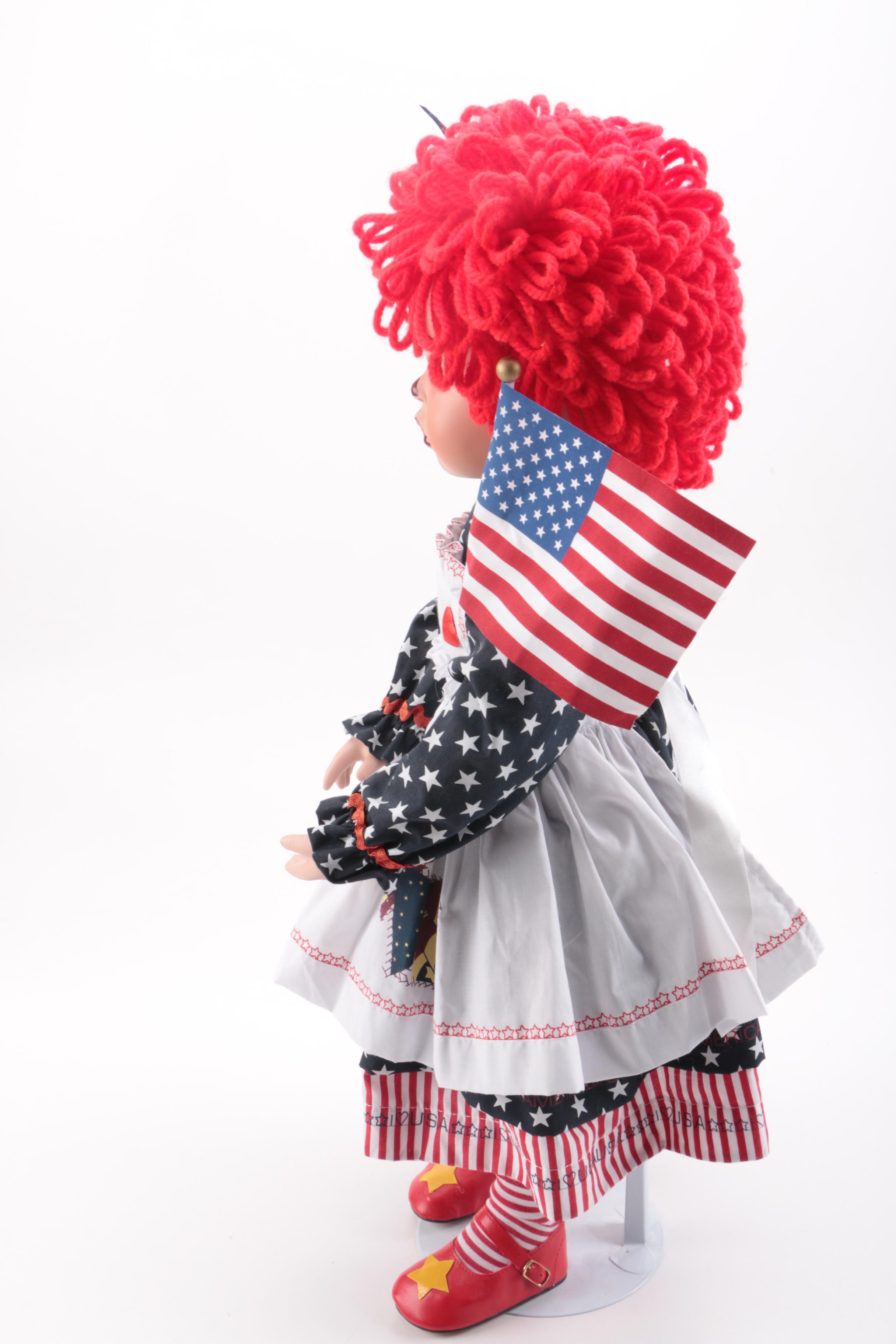 Kely Rubert Raggedy Ann Porcelain Doll