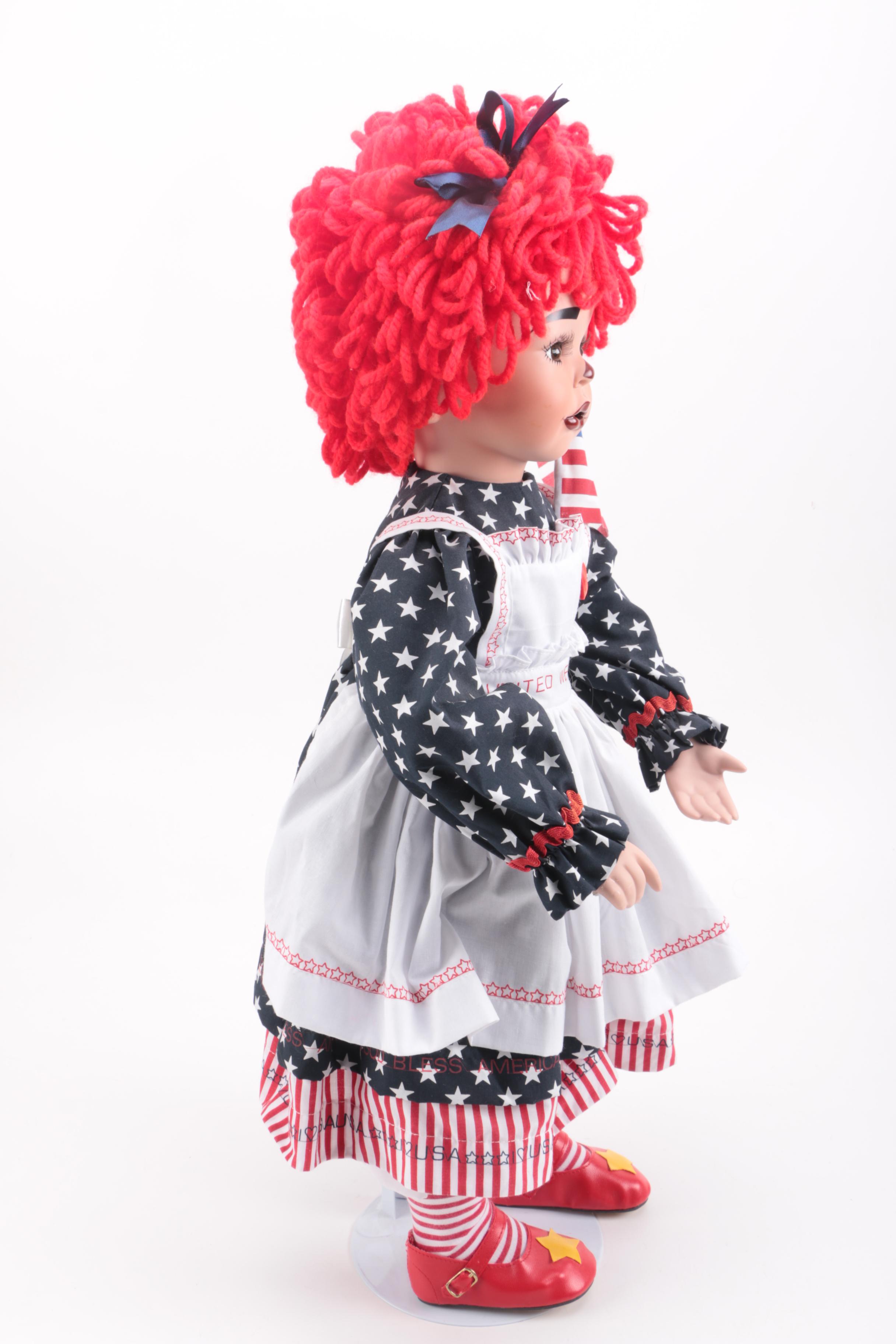 Kely Rubert Raggedy Ann Porcelain Doll