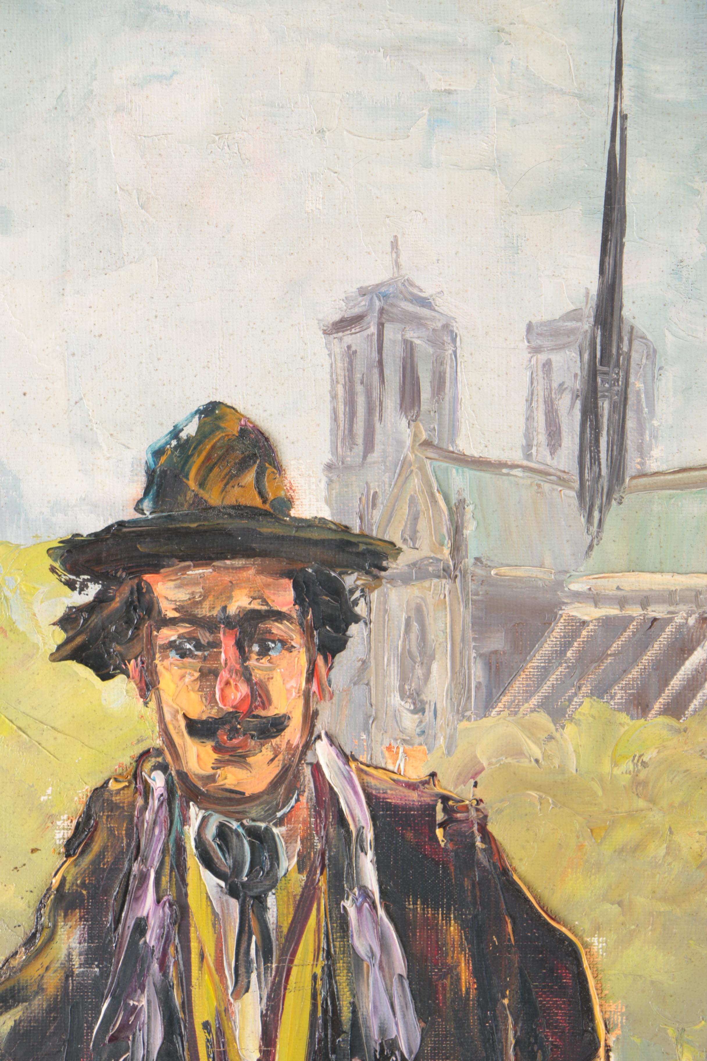 R. Lorotte Original Oil Painting Of Street Musician