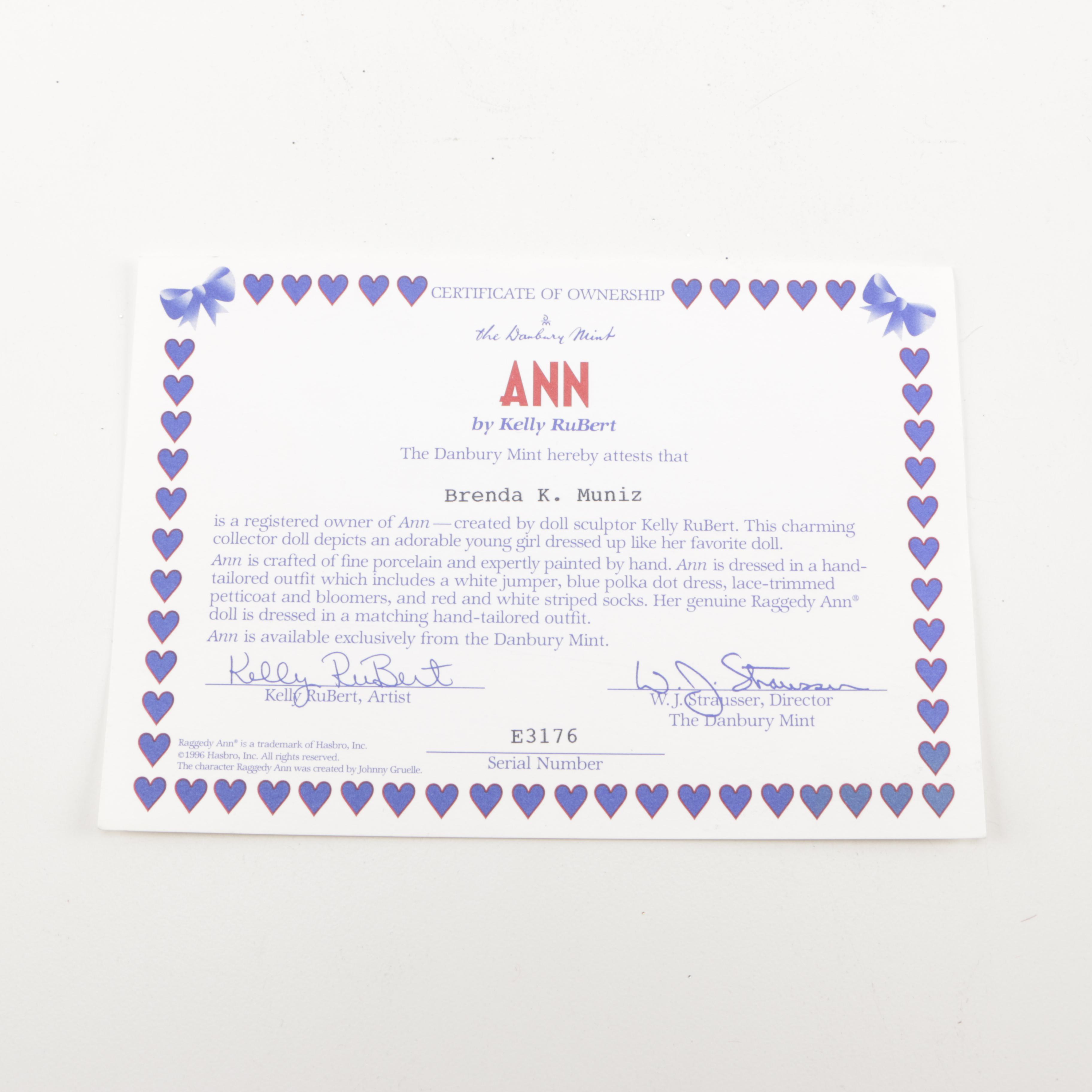 Kelly RuBert Raggedy Ann and Raggedy Andy Dolls