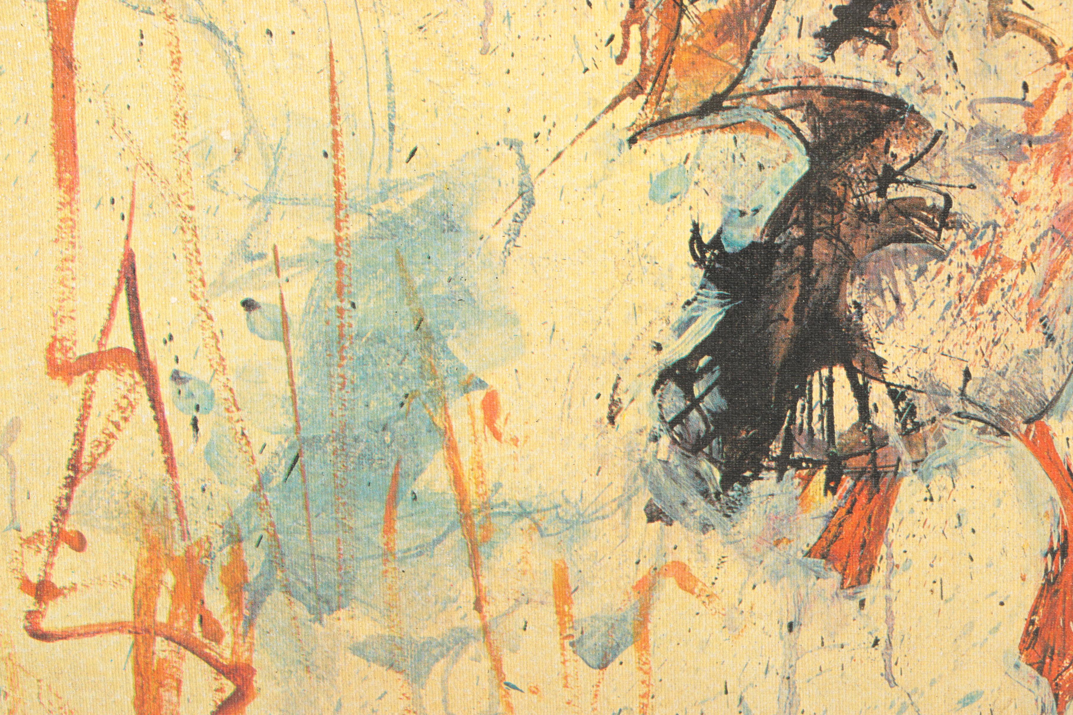 Offset Lithograph Of Mallard In Abstract Landscape