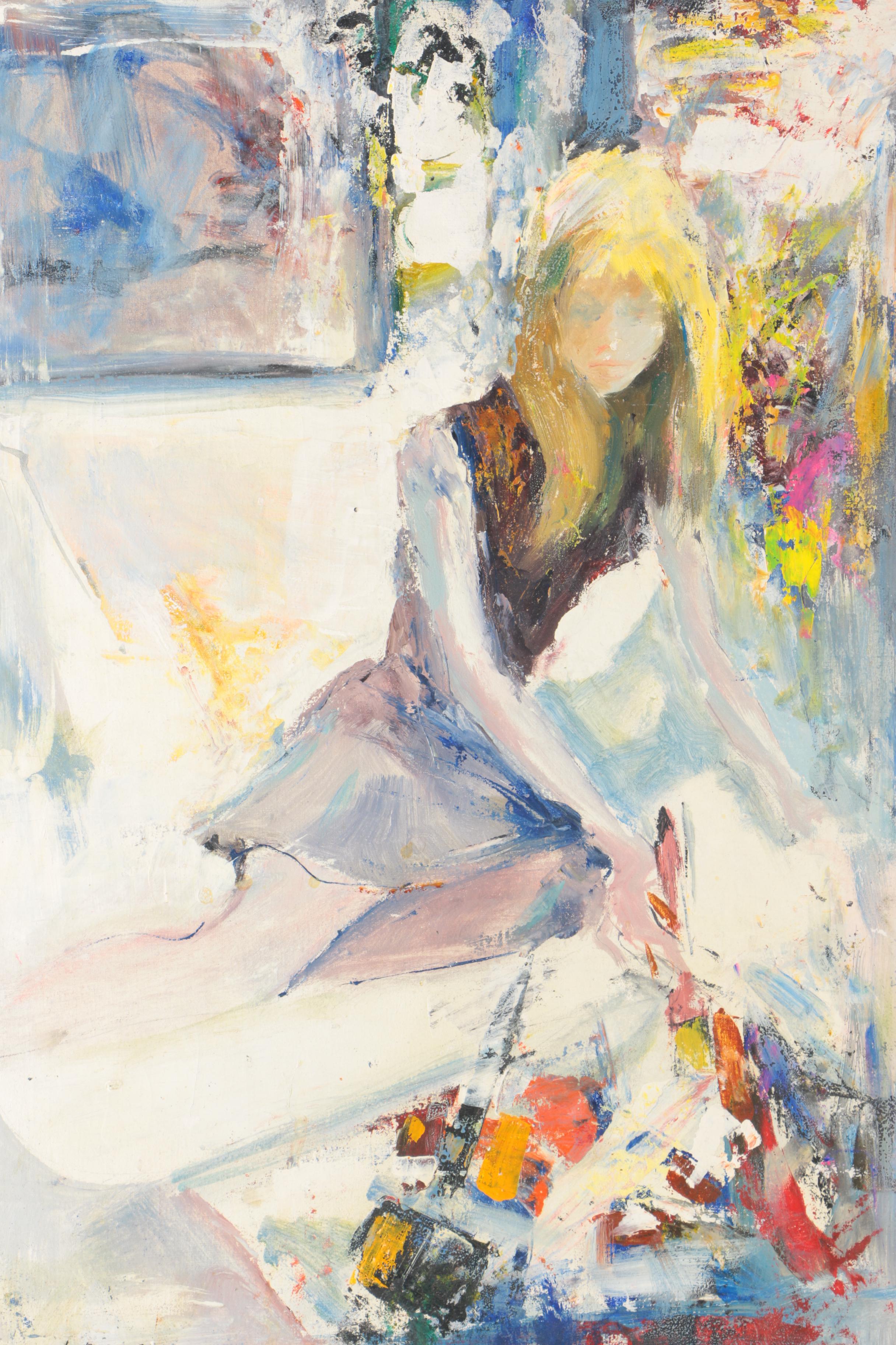 Impressionist Oil on Canvas Portrait of a Girl Signed Bongera