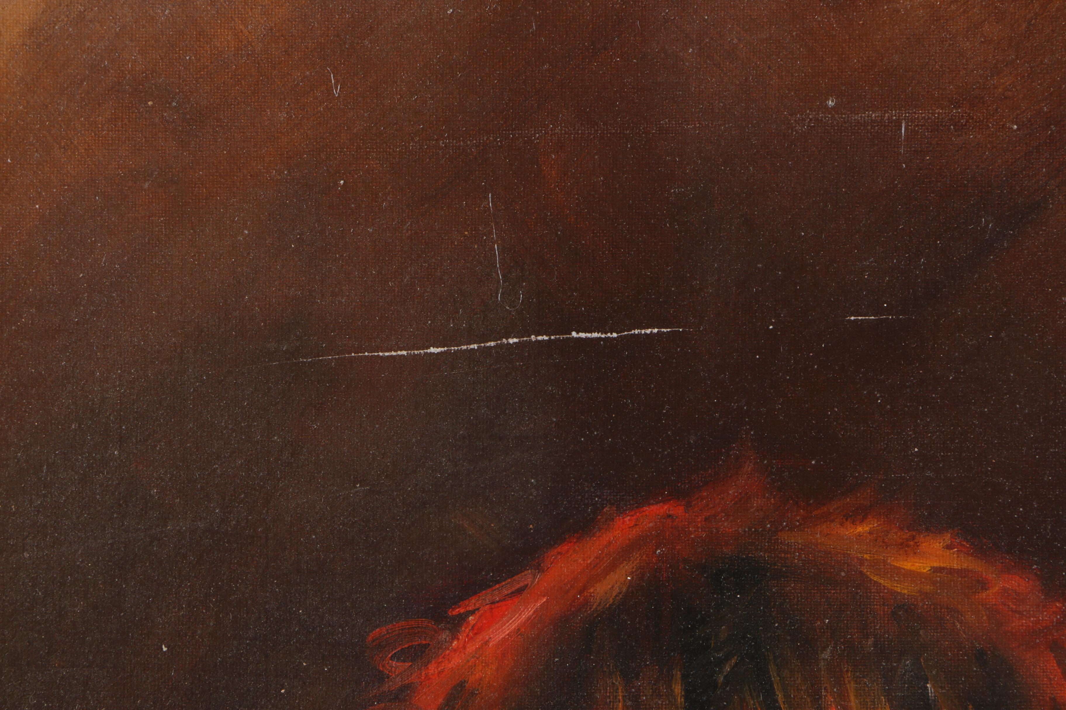 Cecconi "Boy with Candle' Oil Painting on Canvas