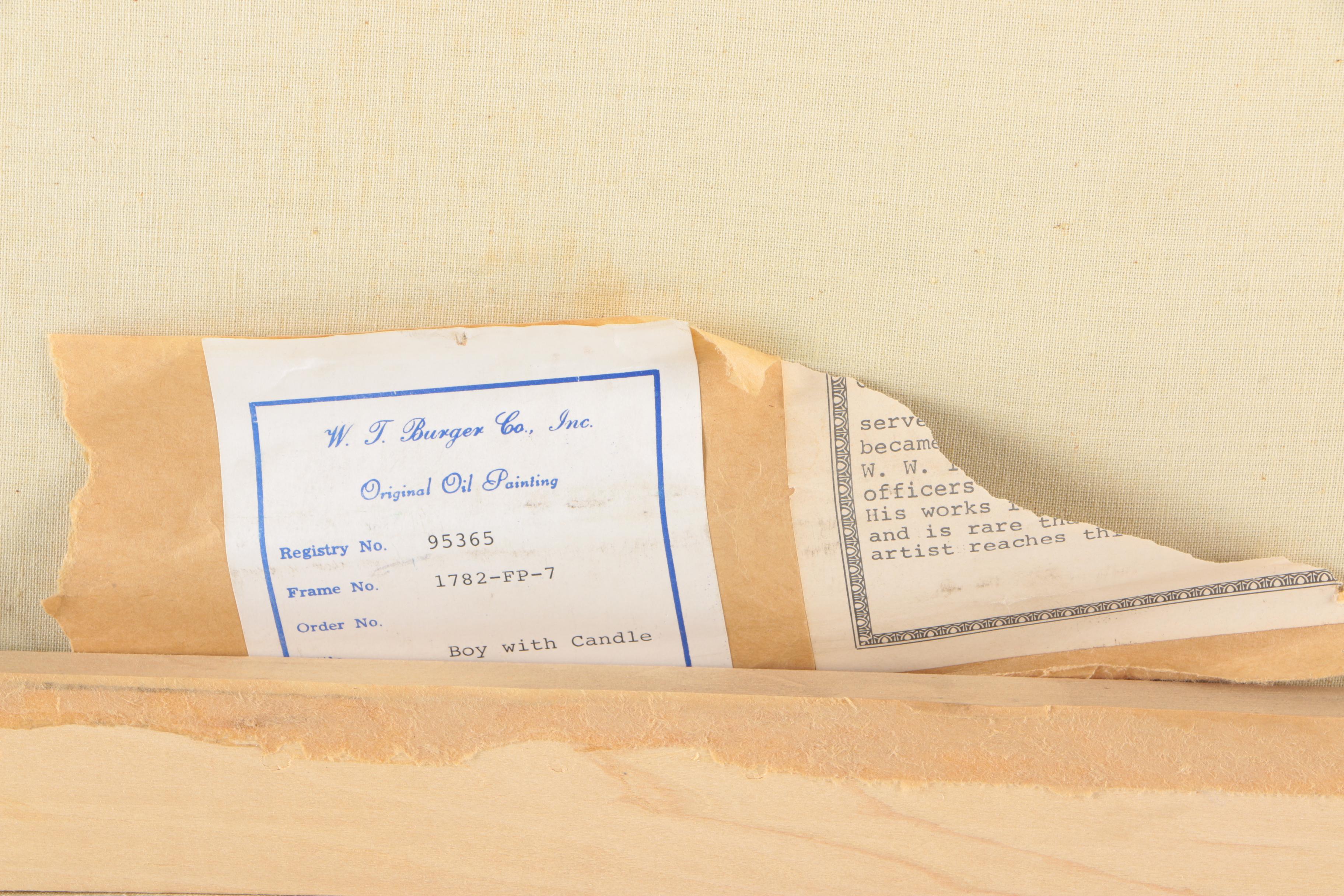 Cecconi "Boy with Candle' Oil Painting on Canvas