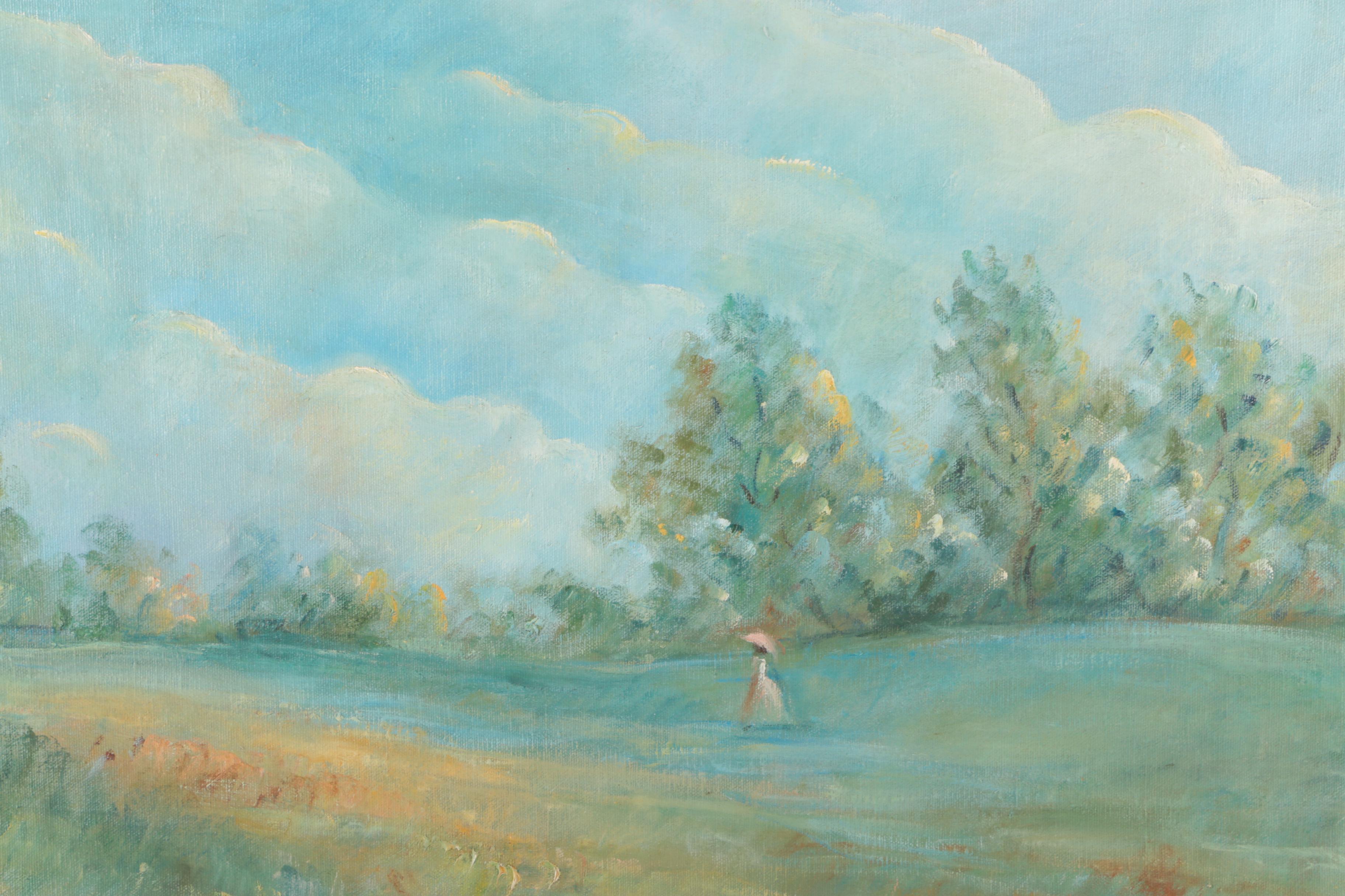 D. Van Cort "Figure in Field" Original Oil Painting on Canvas