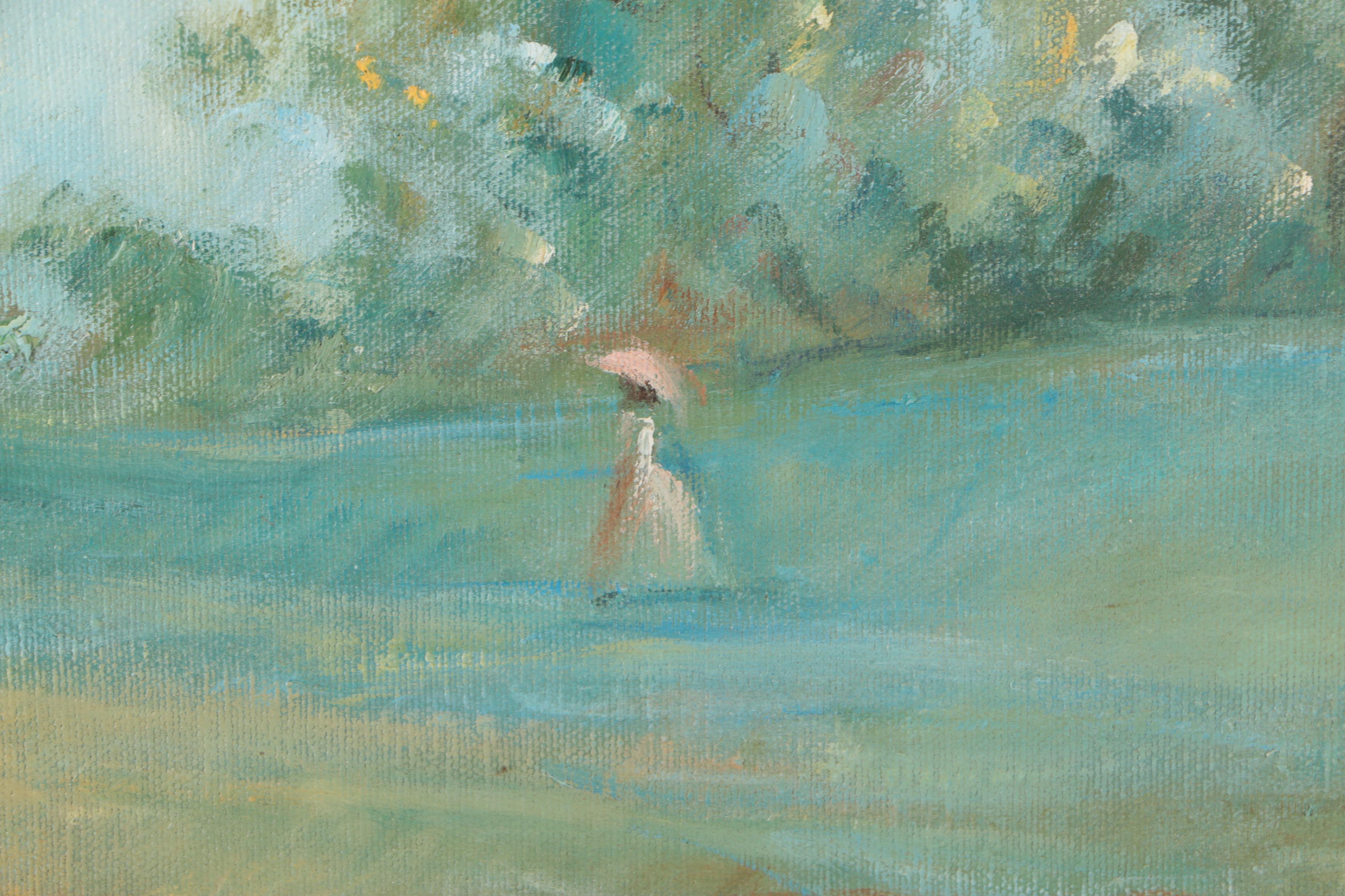 D. Van Cort "Figure in Field" Original Oil Painting on Canvas